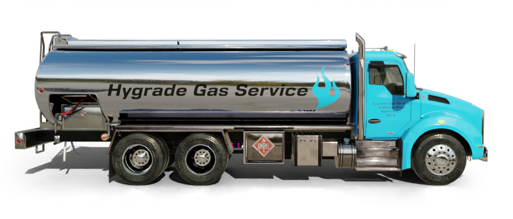 B & H Oil's Heating Oil Truck B & H Oil's Heating Oil Truck parked in front of barbar shop