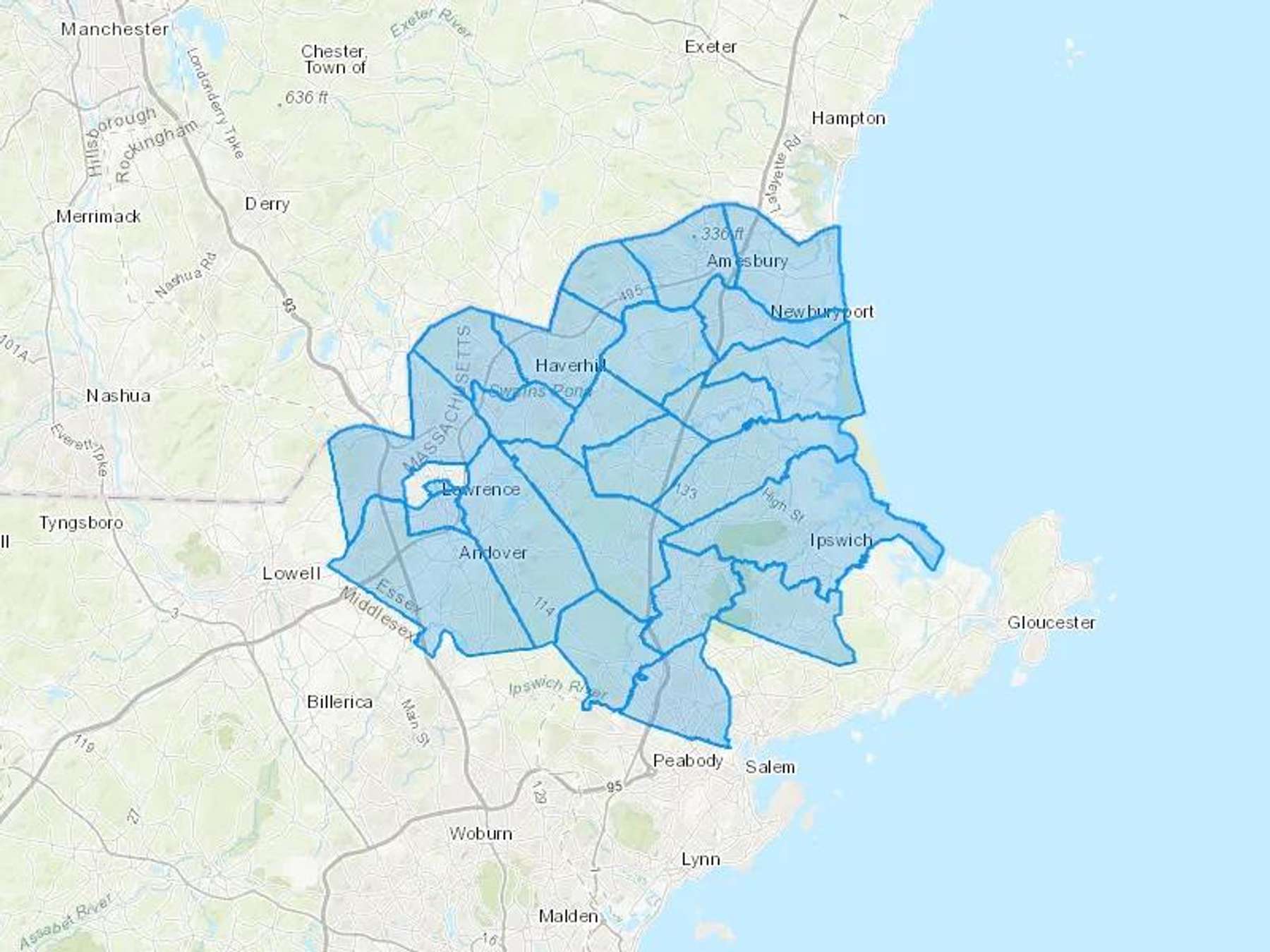 Simard Gas & Oil Cash Heating Oil Delivery Map Map With The Simard Gas & Oil Heating Oil Delivery Area Shaded In Blue