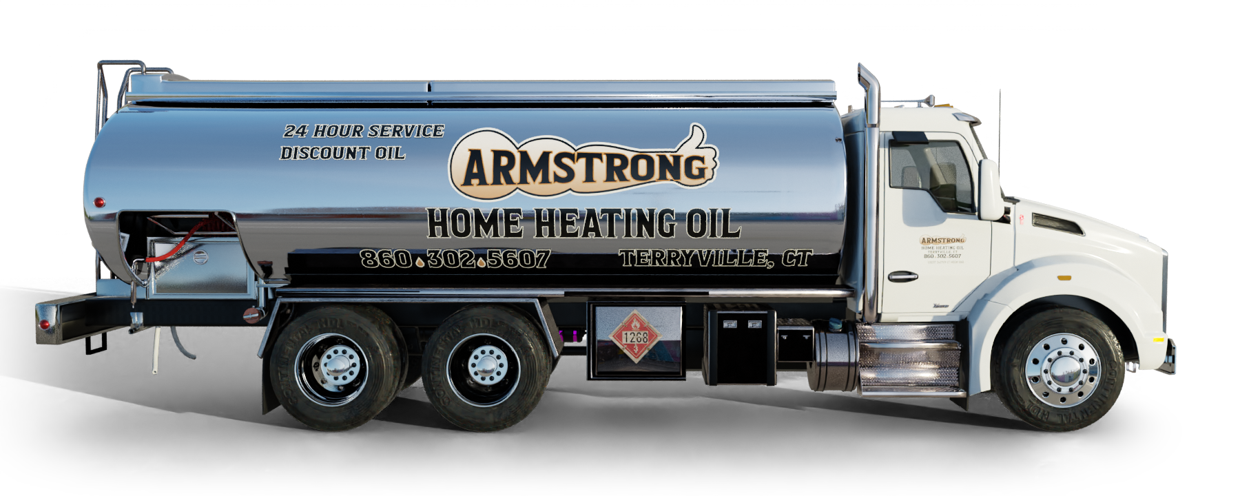 Slomin's Inc Heating Oil Truck Slomin's Inc residential home heating oil truck downtown in Baldwin, Long Island, New York delivering fuel oil.