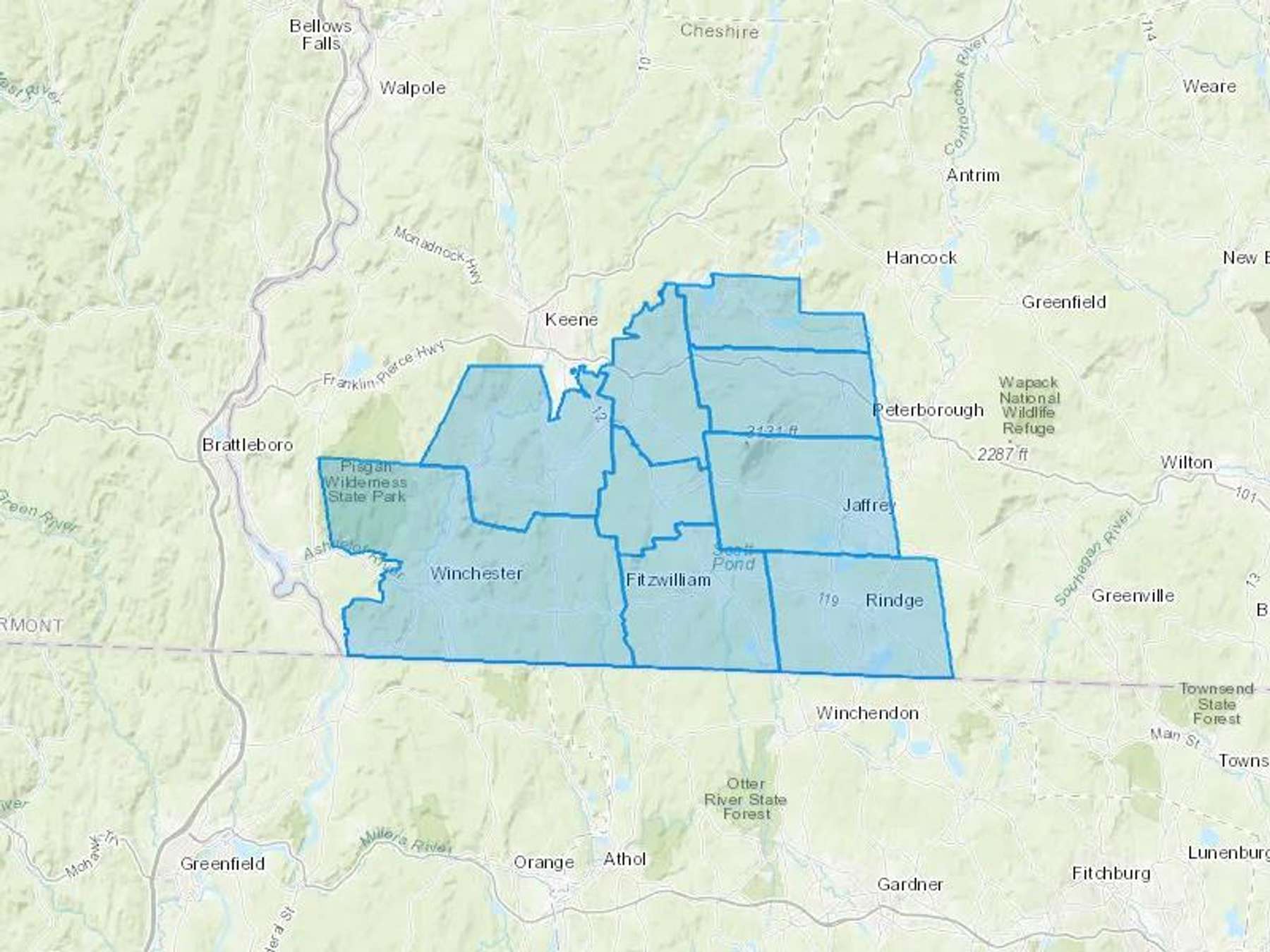 Coyote Discount Oil Cash Heating Oil Delivery Map Map With The Coyote Discount Oil Heating Oil Delivery Area Shaded In Blue