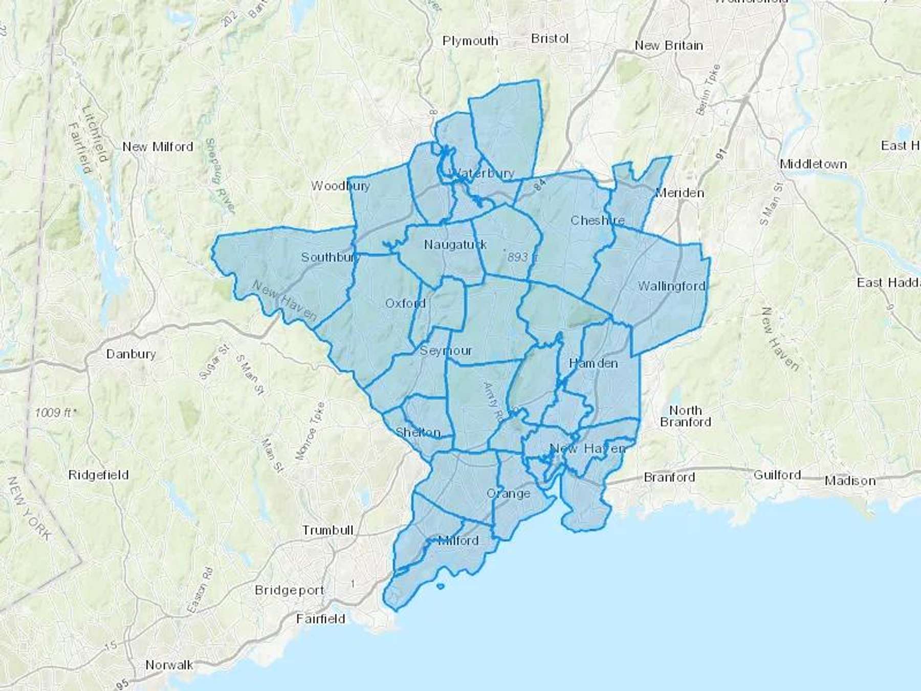 Gary Franco Propane LLC Cash Heating Oil Delivery Map Map With The Gary Franco Propane LLC Heating Oil Delivery Area Shaded In Blue