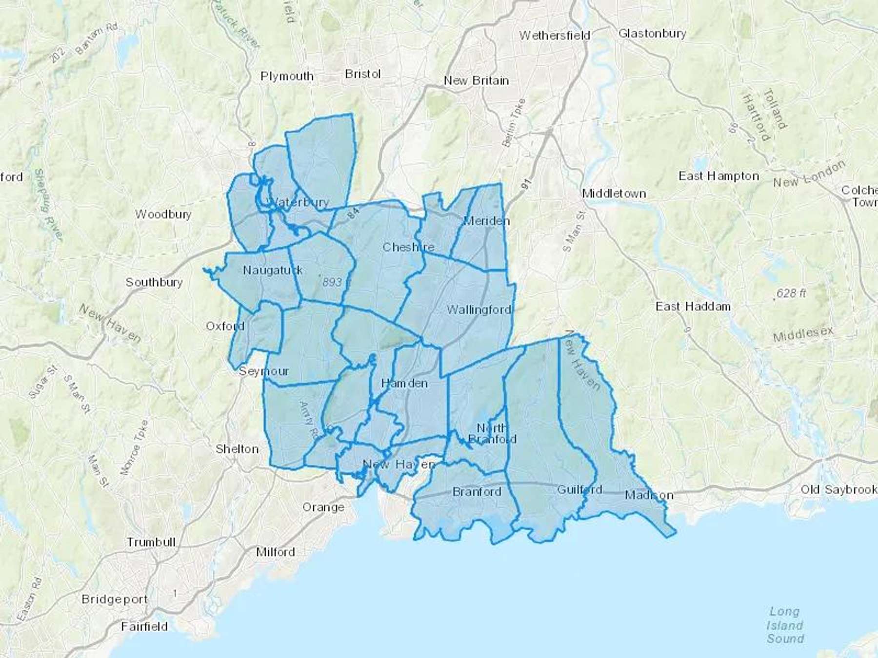 TuxisOhr's Fuel Inc Cash Heating Oil Delivery Map Map With The TuxisOhr's Fuel Inc Heating Oil Delivery Area Shaded In Blue