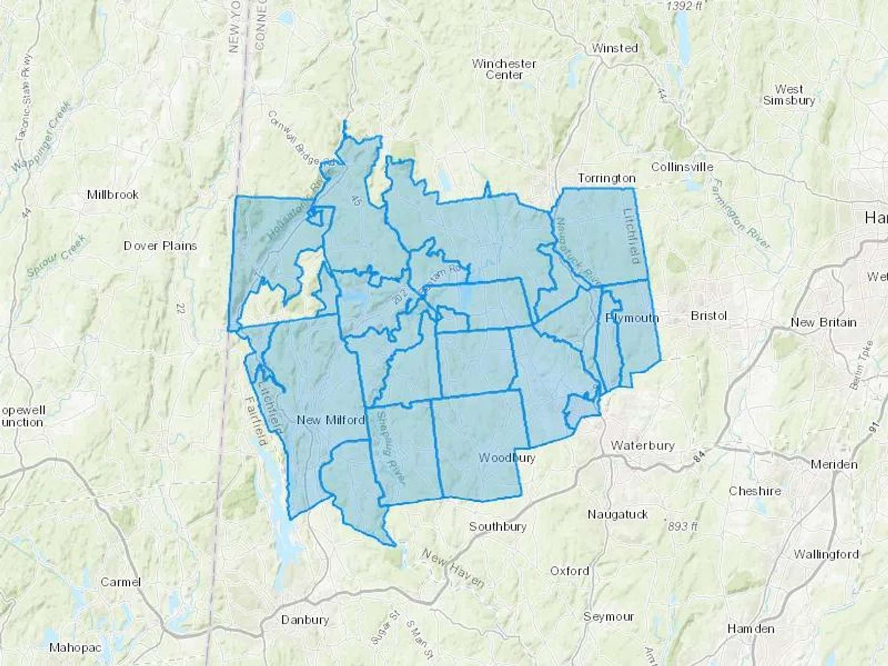 St Pierre Oil Co Inc Cash Heating Oil Delivery Map Map With The St Pierre Oil Co Inc Heating Oil Delivery Area Shaded In Blue