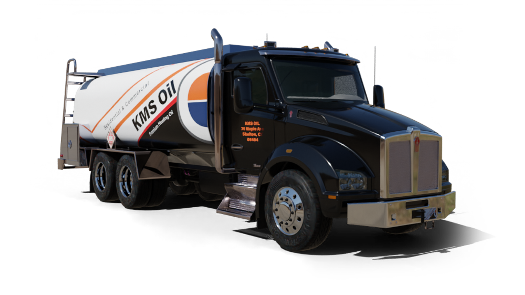 Unique Fuel Oil Heating Oil Truck Unique Fuel Oil residential home heating oil truck at the entrance portico in Brentwood, Long Island, New York delivering fuel oil.