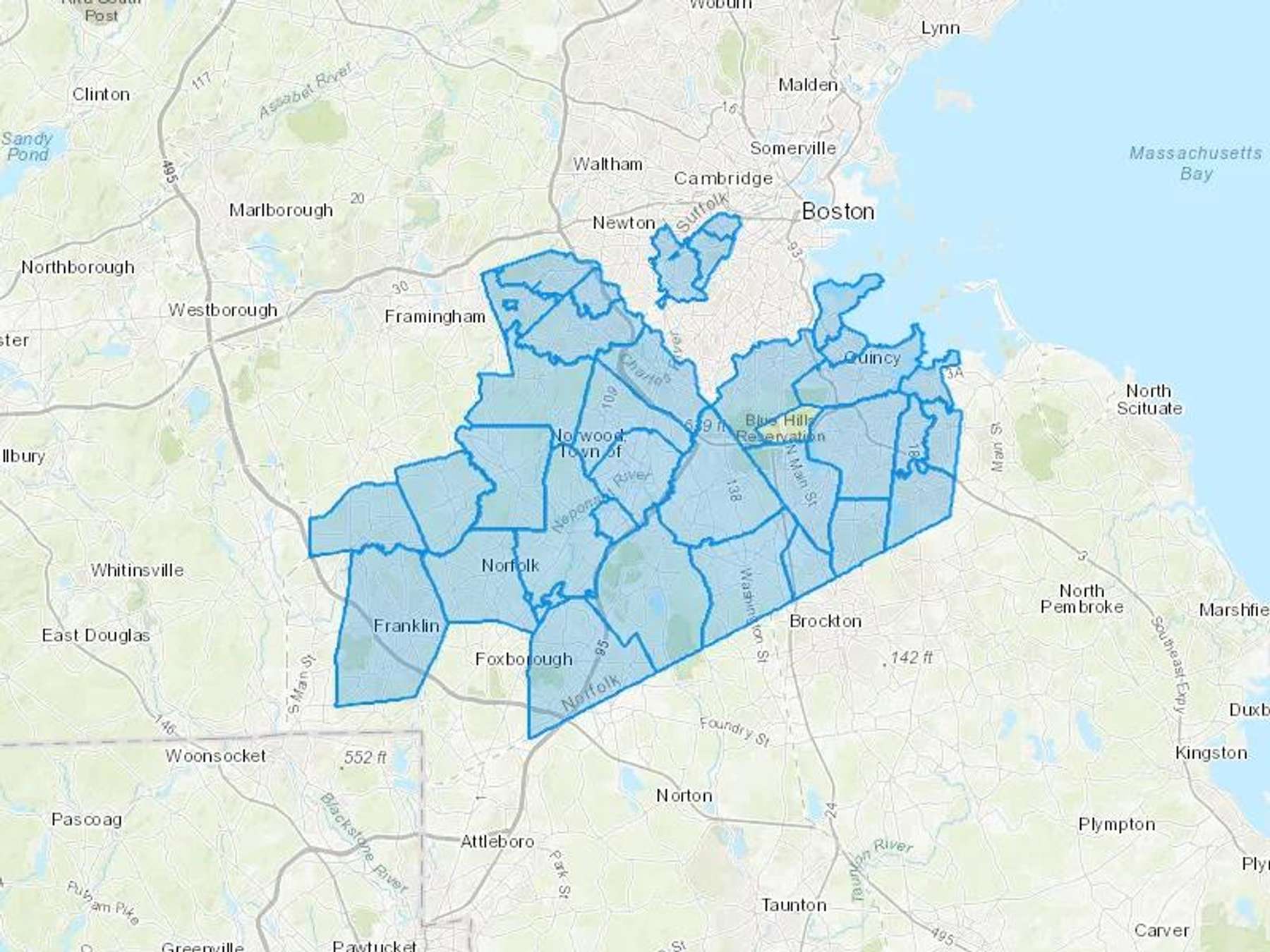 Indresano Oil Co Cash Heating Oil Delivery Map Map With The Indresano Oil Co Heating Oil Delivery Area Shaded In Blue