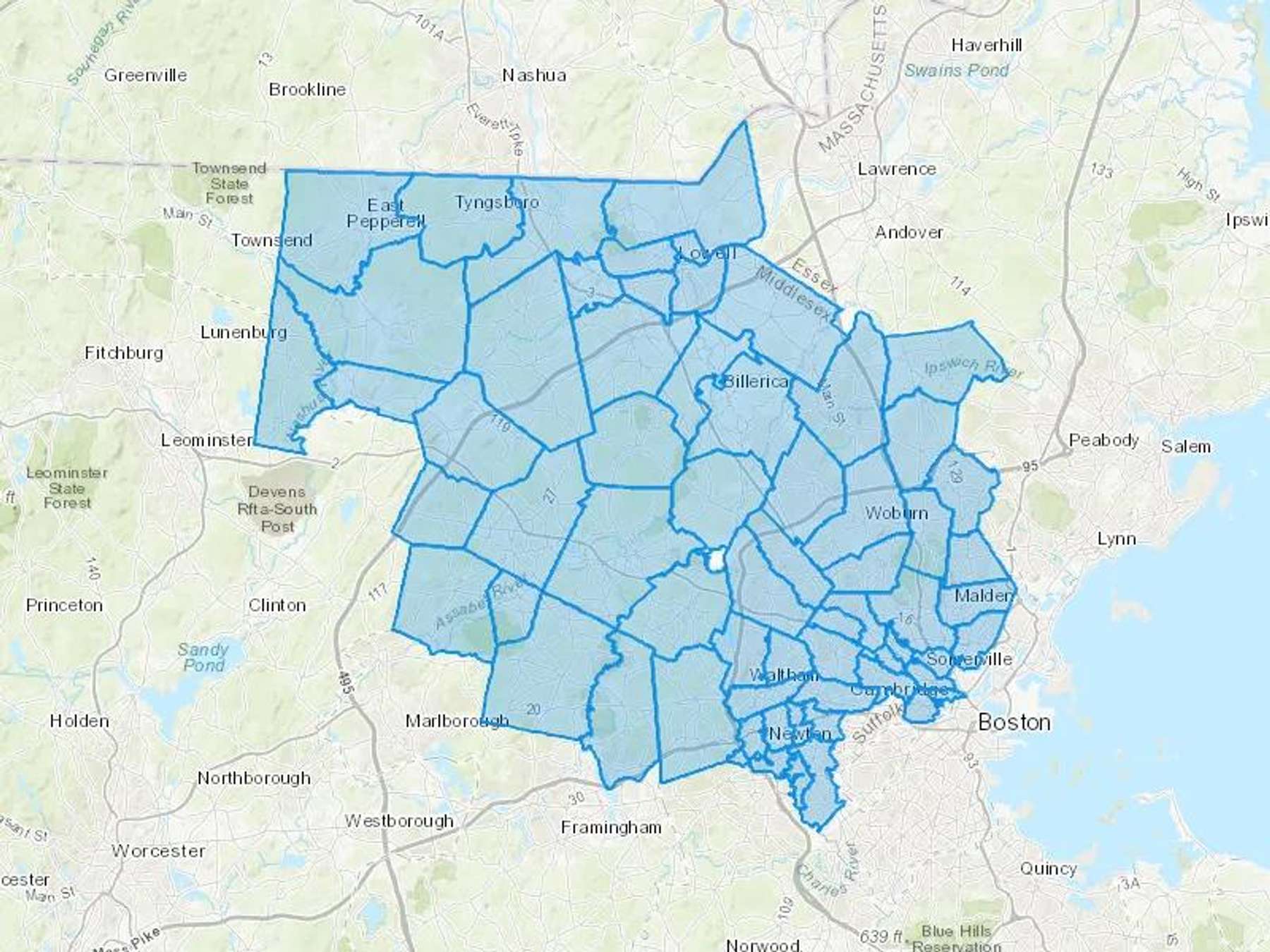 RER Fuel Services Cash Heating Oil Delivery Map Map With The RER Fuel Services Heating Oil Delivery Area Shaded In Blue
