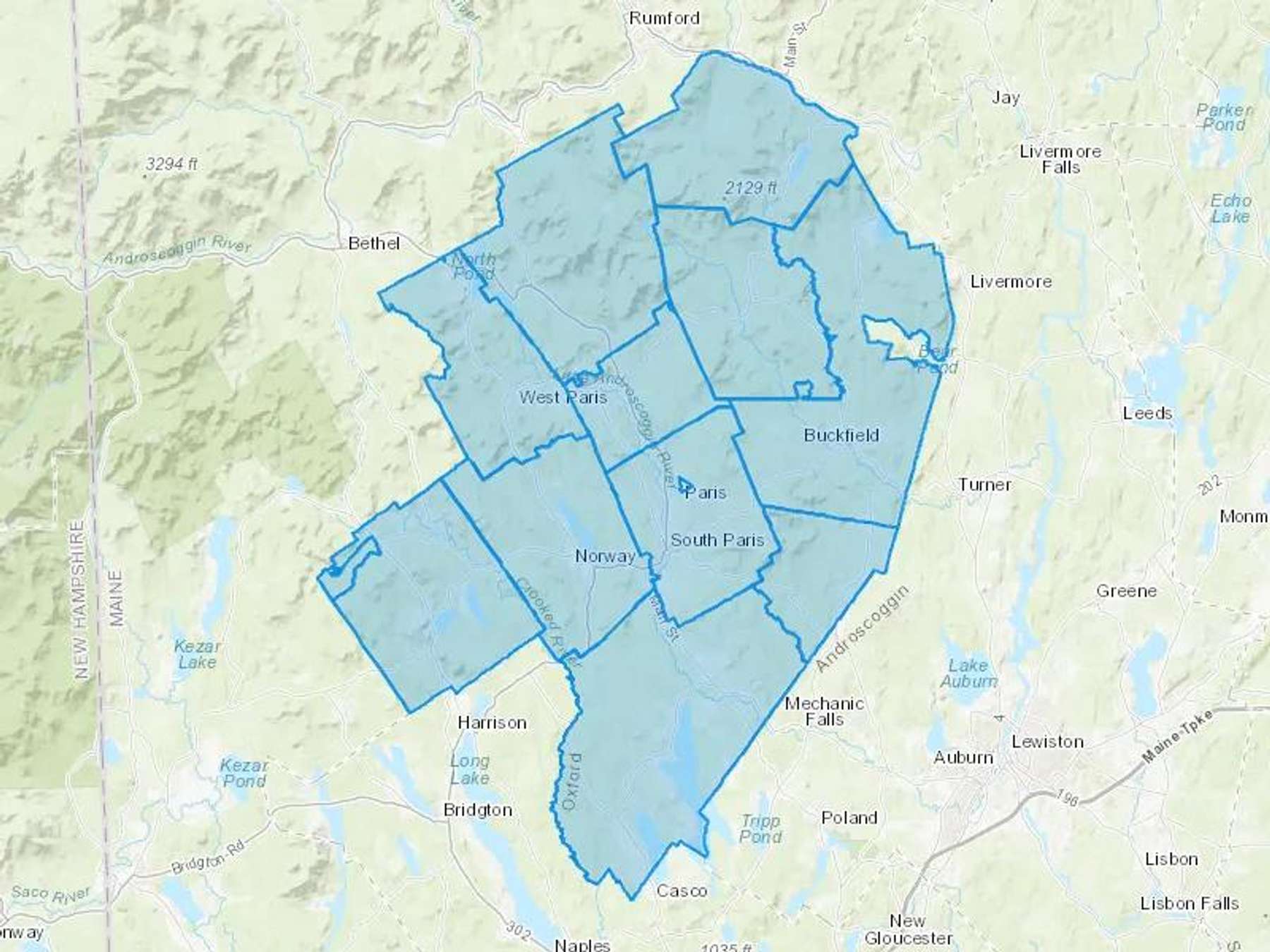 CN Brown Energy Cash Heating Oil Delivery Map Map With The CN Brown Energy Heating Oil Delivery Area Shaded In Blue
