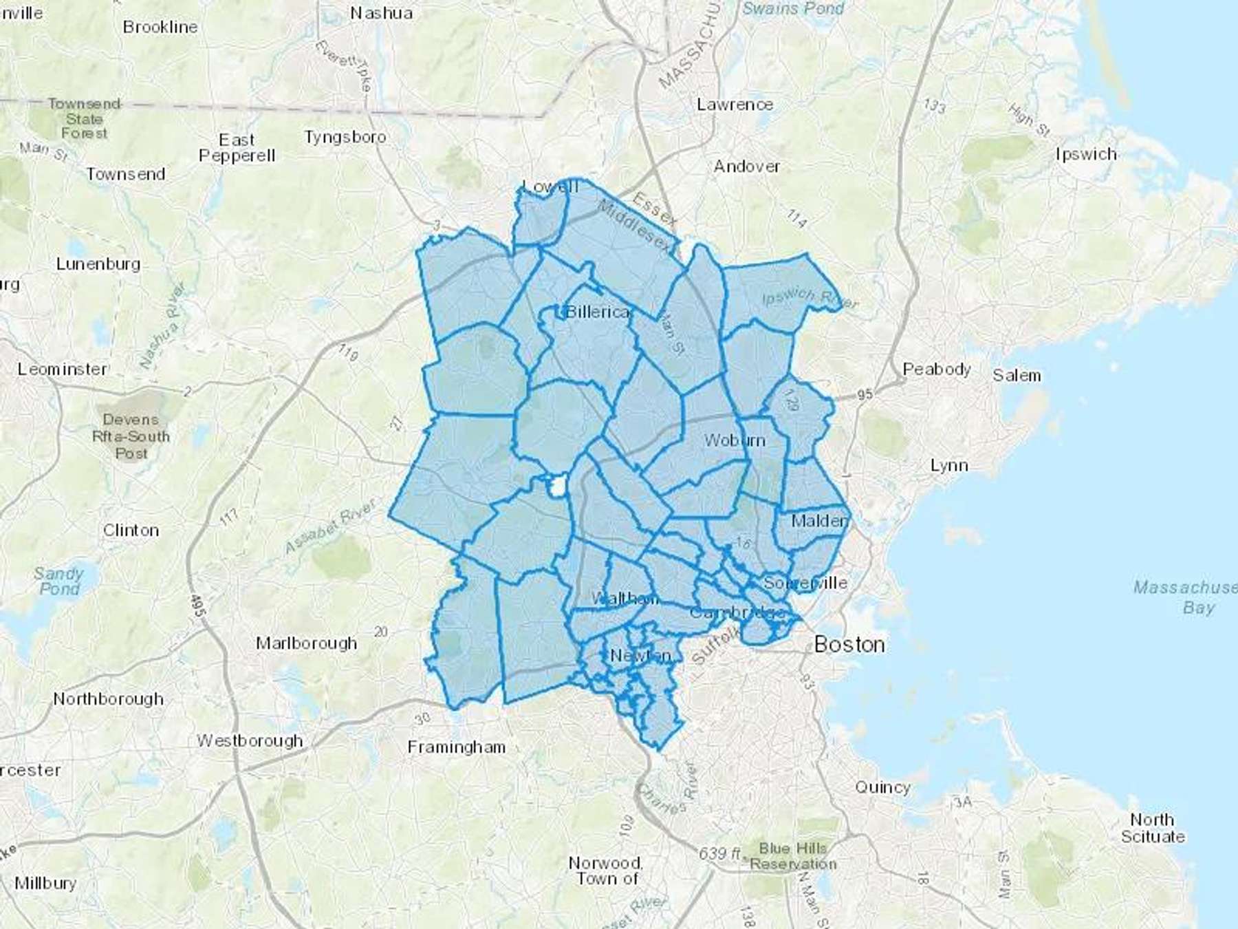 Bob's Oil Co Cash Heating Oil Delivery Map Map With The Bob's Oil Co Heating Oil Delivery Area Shaded In Blue