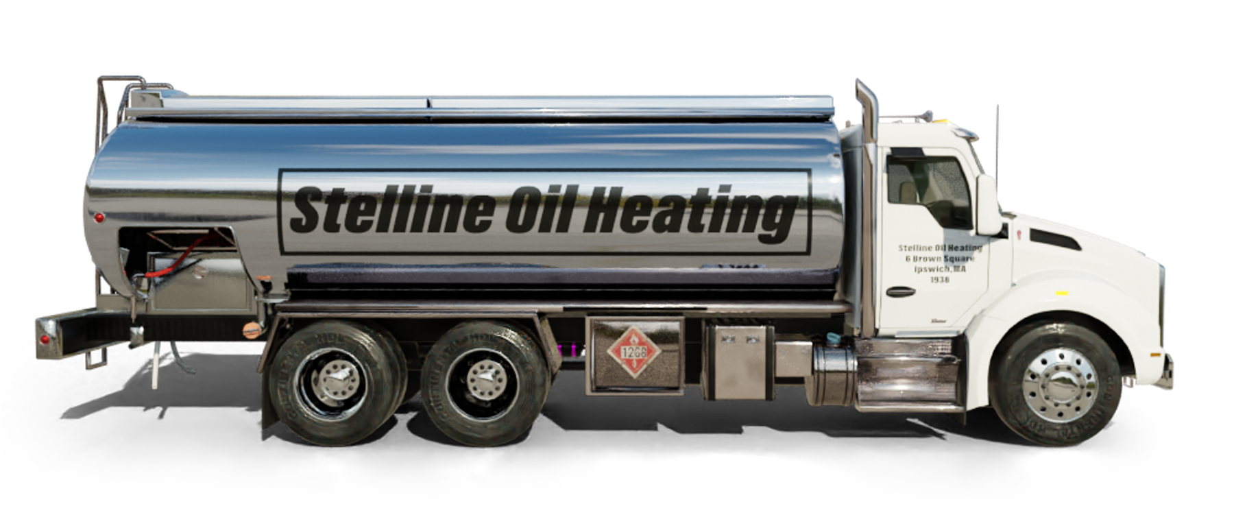 Forever Green Discount Fuel Heating Oil Truck  Forever Green Discount Fuel residential home heating oil truck parked in the suburbs in Oceanside, Long Island, New York delivering fuel oil.