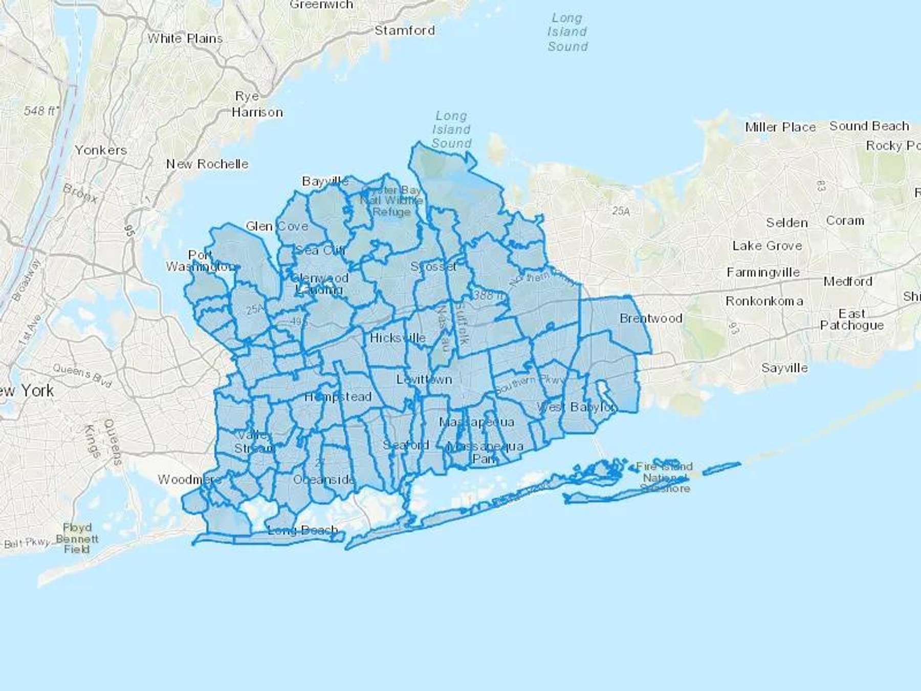 Bryker Heating & Contracting Corp Cash Heating Oil Delivery Map Map With The Bryker Heating & Contracting Corp Heating Oil Delivery Area Shaded In Blue