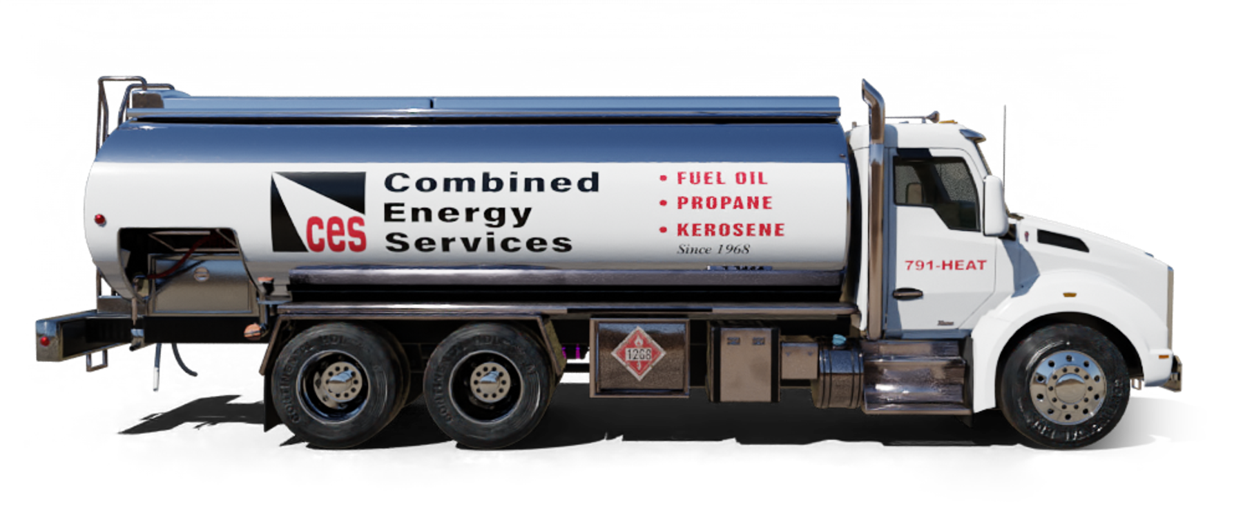 C. J. Fuel Oil Heating Oil Truck C. J. Fuel Oil residential home heating oil truck parked next to the Corona Extra fuel storage tank in Wyandanch, Long Island, New York delivering fuel oil.