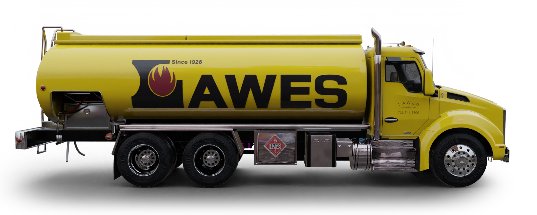 Patriot Petroleum Heating Oil Truck Patriot Petroleum residential home heating oil truck at an itersection with a historic gas station in Yaphank, Long Island, New York delivering fuel oil.