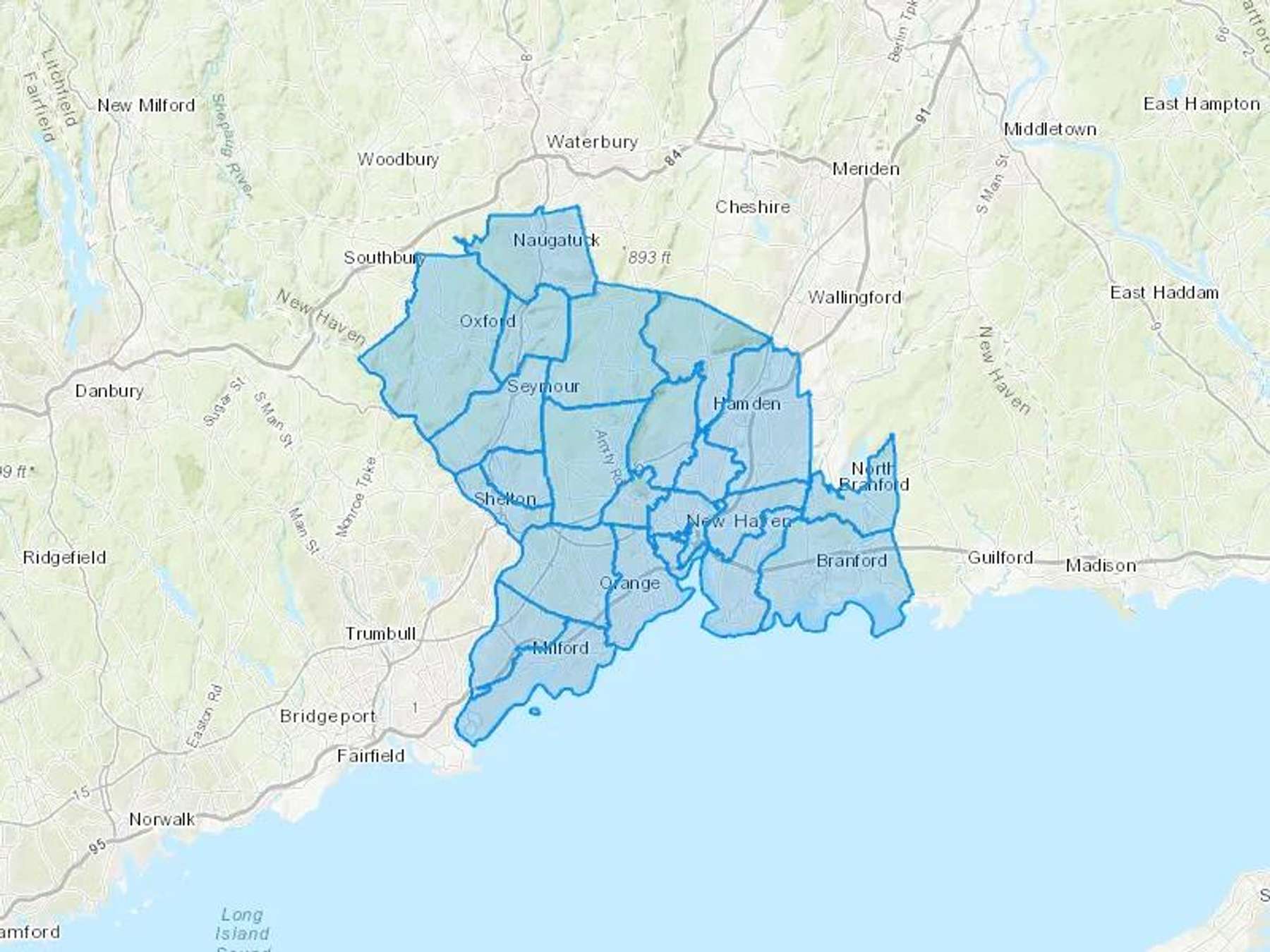 Chickos Energy Services LLC Cash Heating Oil Delivery Map Map With The Chickos Energy Services LLC Heating Oil Delivery Area Shaded In Blue