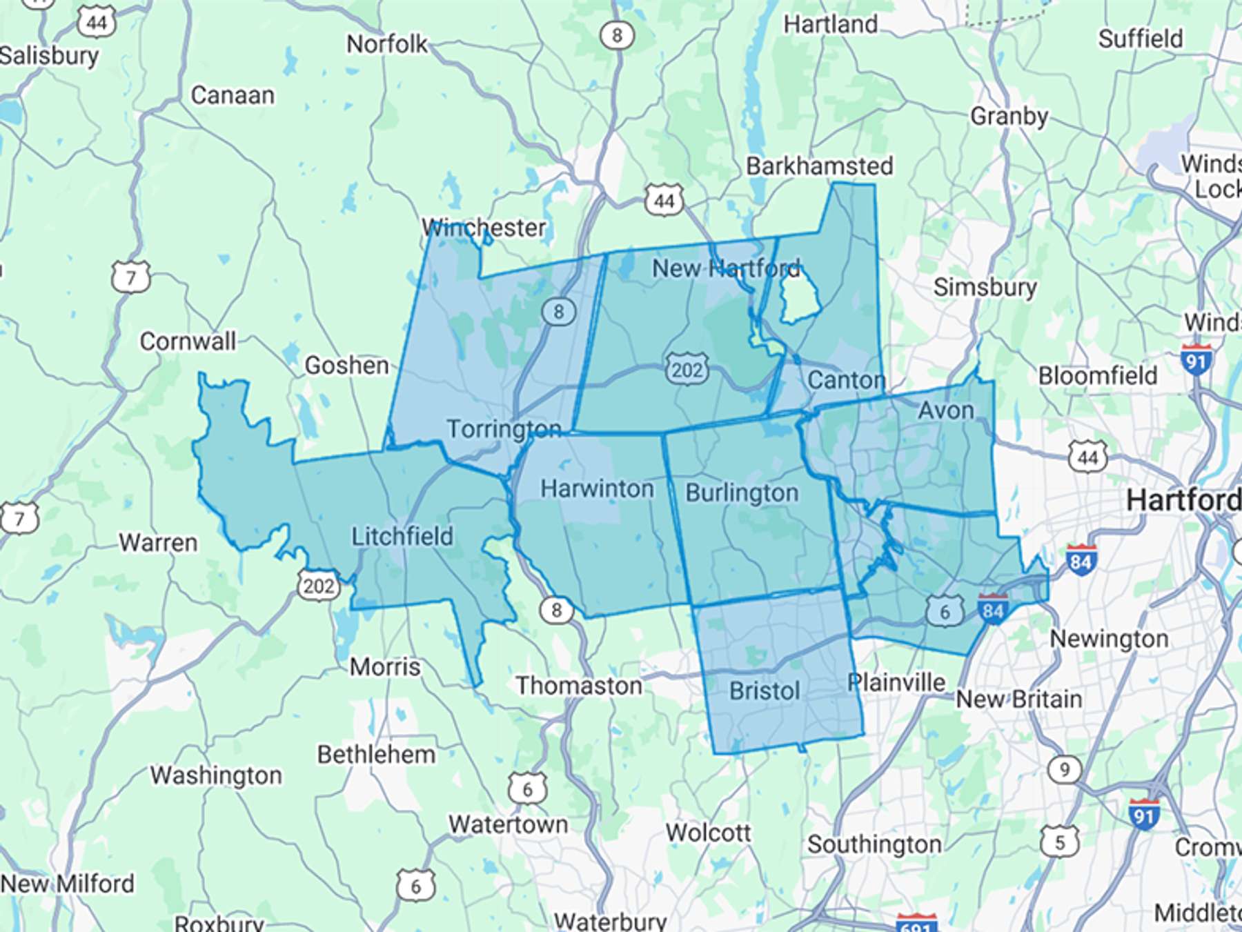 Tudor Energy LLC Cash Heating Oil Delivery Map Map With The Tudor Energy LLC Heating Oil Delivery Area Shaded In Blue