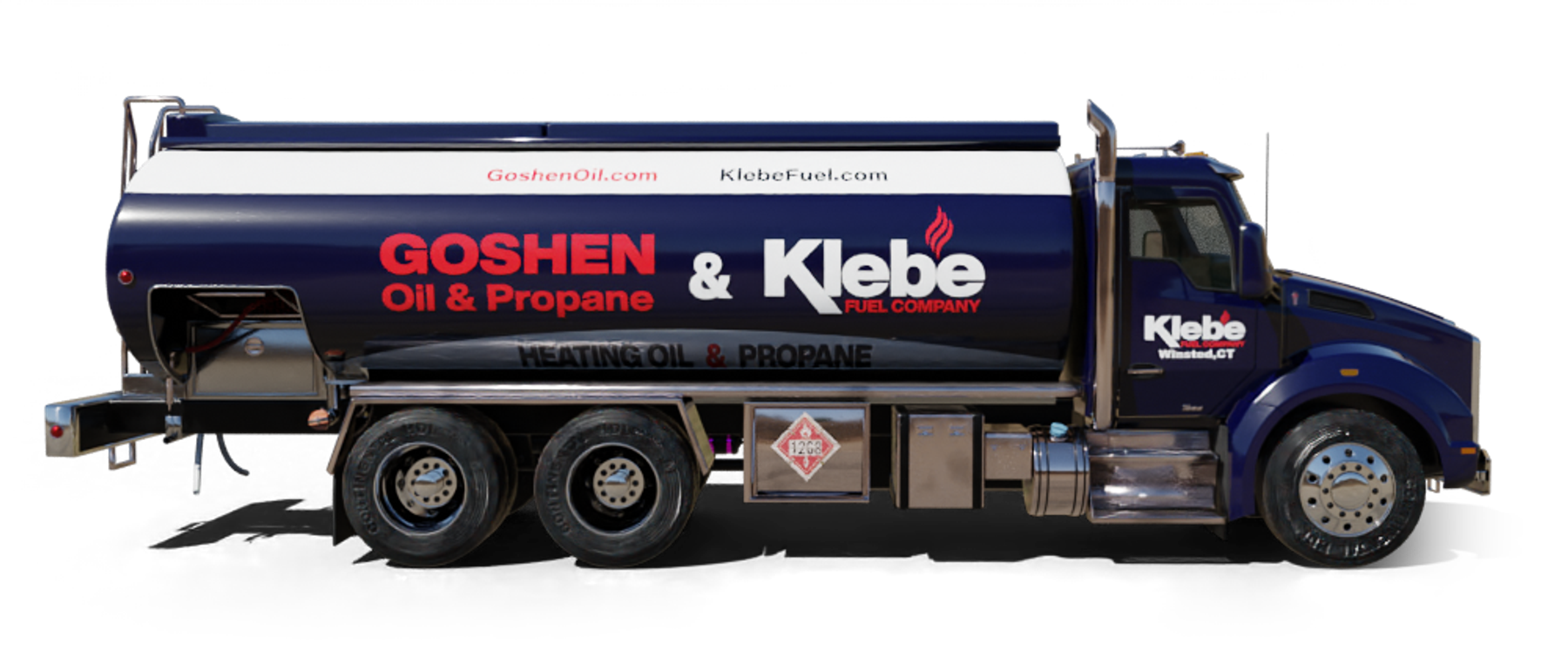 C. J. Fuel Oil Heating Oil Truck  C. J. Fuel Oil residential home heating oil truck parked next to the Corona Extra fuel storage tank in Wyandanch, Long Island, New York delivering fuel oil.