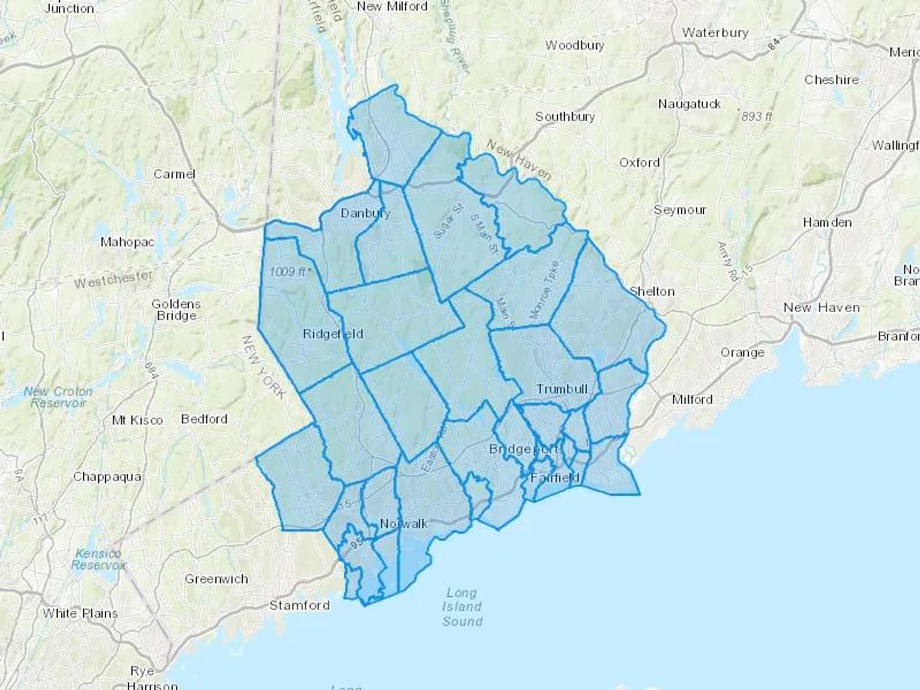 American Heating & Oil LLC Cash Heating Oil Delivery Map Map With The American Heating & Oil LLC Heating Oil Delivery Area Shaded In Blue