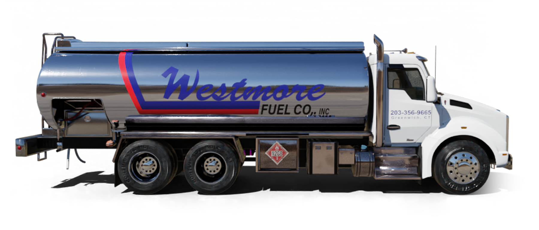 Patriot Petroleum Heating Oil Truck Patriot Petroleum residential home heating oil truck at an itersection with a historic gas station in Yaphank, Long Island, New York delivering fuel oil.