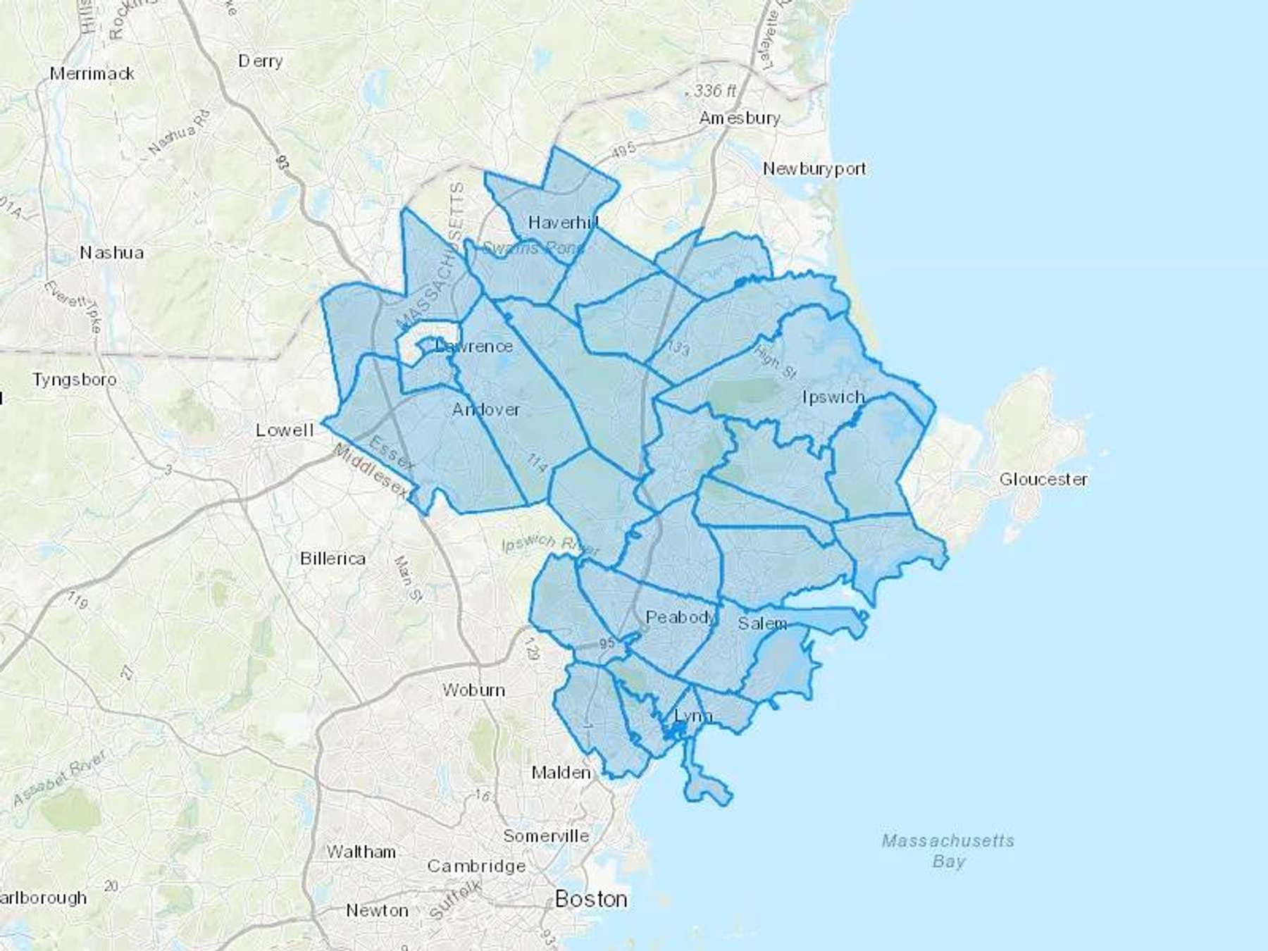 Pyburn Oil Co Cash Heating Oil Delivery Map Map With The Pyburn Oil Co Heating Oil Delivery Area Shaded In Blue