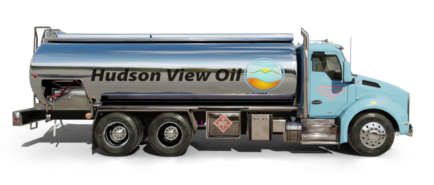 J W Piccozzi Fuel Oil Heating Oil Truck  J W Piccozzi Fuel Oil residential home heating oil truck at the entrance roundabout at the Country Club in Brentwood, Long Island, New York delivering fuel oil.