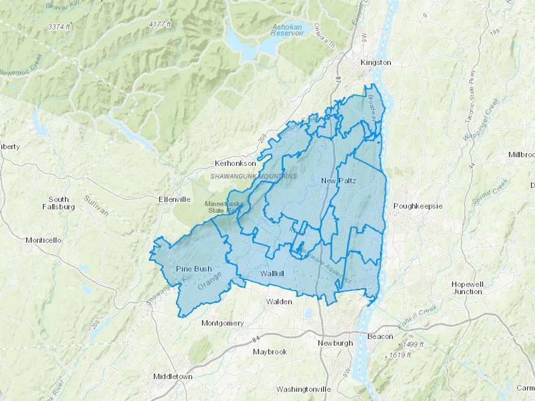 Hudson View Oil LLC Cash Heating Oil Delivery Map Map With The Hudson View Oil LLC Heating Oil Delivery Area Shaded In Blue