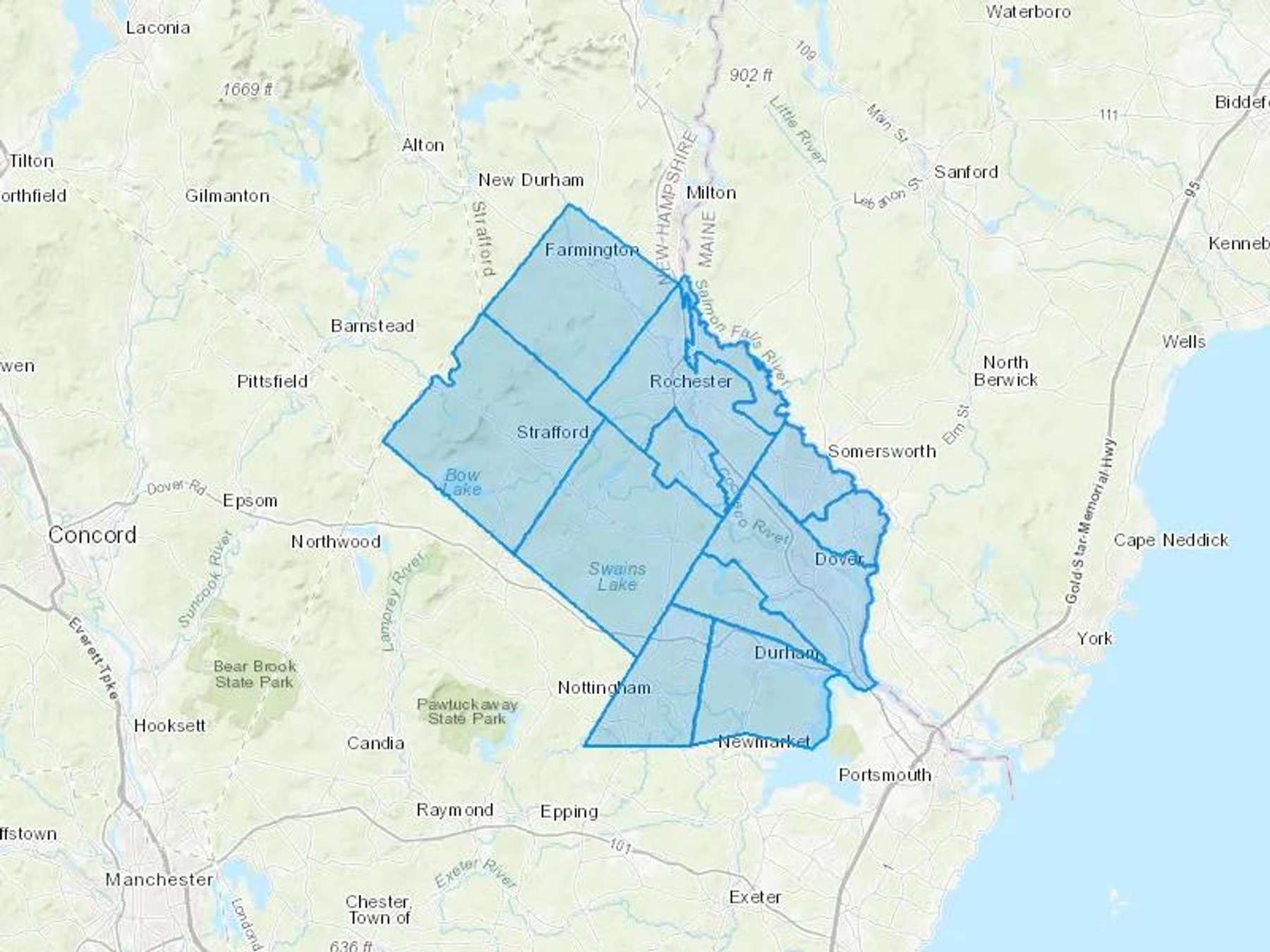 DF Richard Inc Cash Heating Oil Delivery Map Map With The DF Richard Inc Heating Oil Delivery Area Shaded In Blue