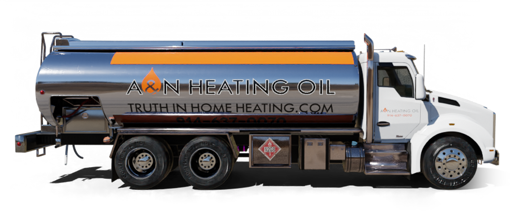 Above All Heating Oil Truck Above All residential home heating oil truck on the street outside the Ultra Fuel Station in Brentwood, Long Island, New York delivering fuel oil.