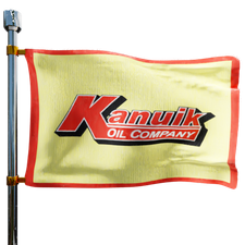 Kanuik Oil Company Heating Oil Prices Flag Photo of Kanuik Oil Company flag denoting best heating oil prices the company offers