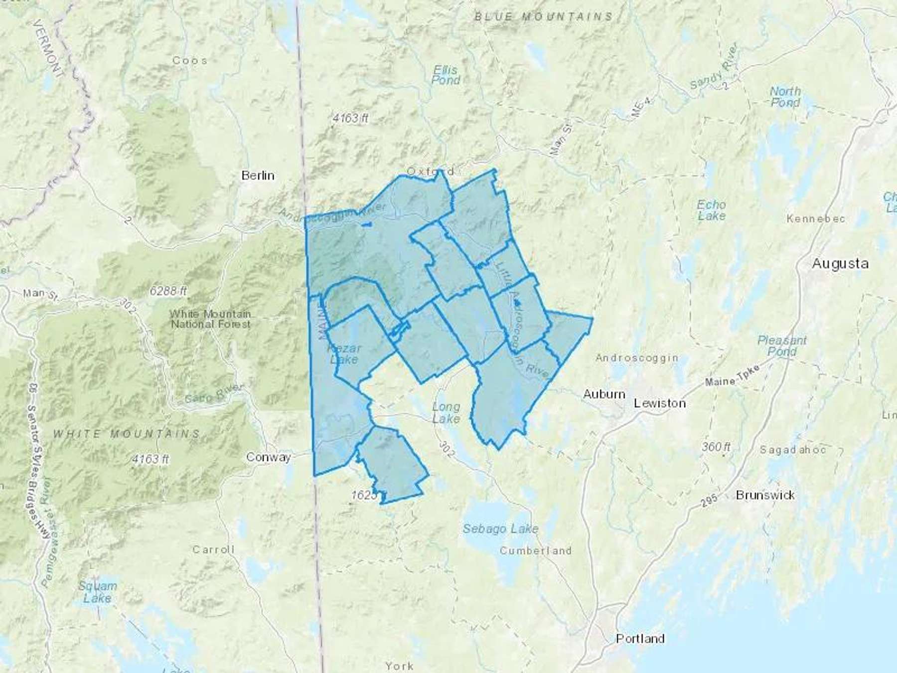 Dirigo Fuels Cash Heating Oil Delivery Map Map With The Dirigo Fuels Heating Oil Delivery Area Shaded In Blue