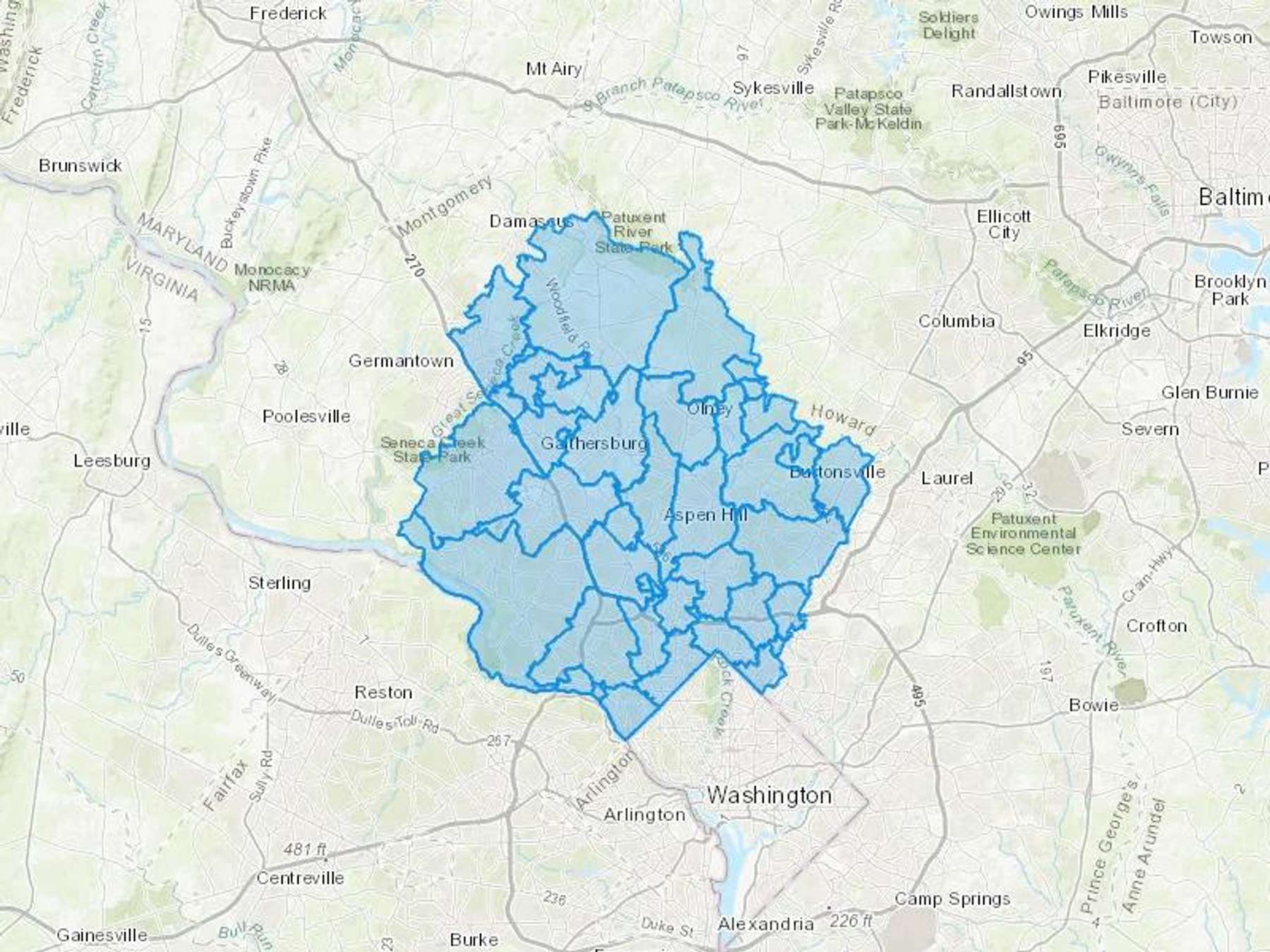 Burtsonville Fuel Cash Heating Oil Delivery Map Map With The Burtsonville Fuel Heating Oil Delivery Area Shaded In Blue
