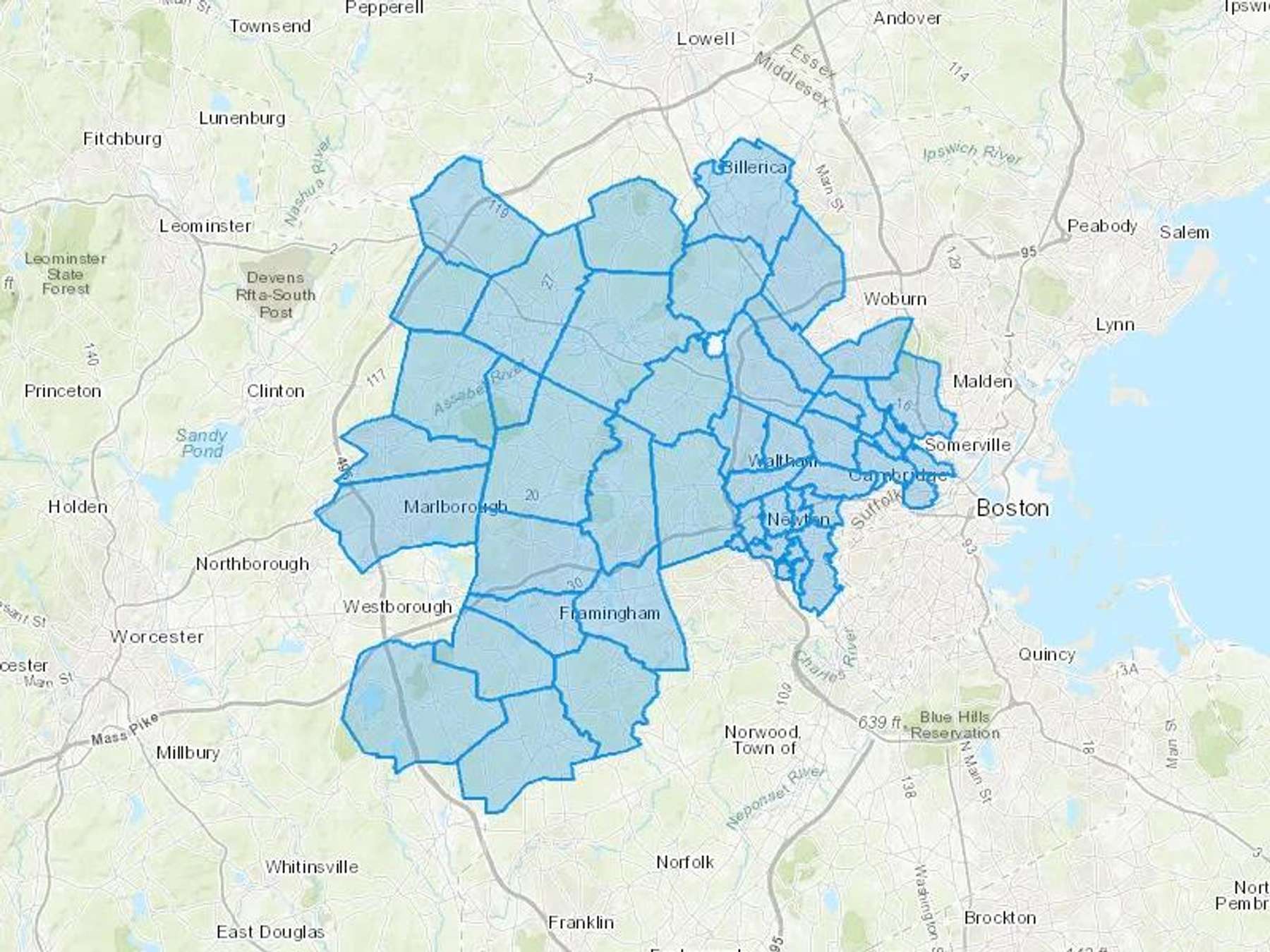 4 Seasons Transport LLC Cash Heating Oil Delivery Map Map With The 4 Seasons Transport LLC Heating Oil Delivery Area Shaded In Blue