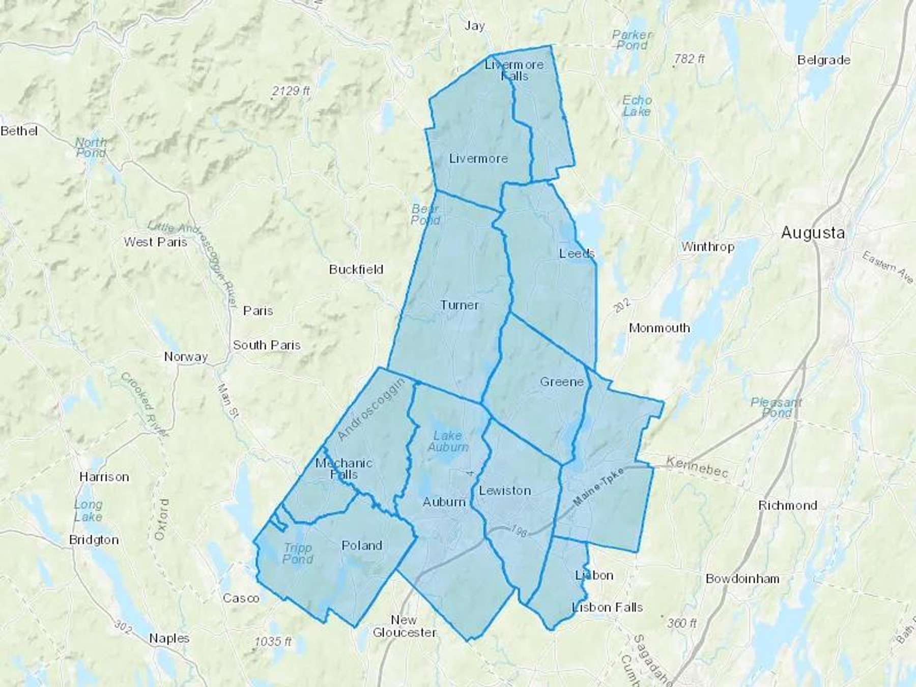 MurrayHeutz Oil and Propane Cash Heating Oil Delivery Map Map With The MurrayHeutz Oil and Propane Heating Oil Delivery Area Shaded In Blue