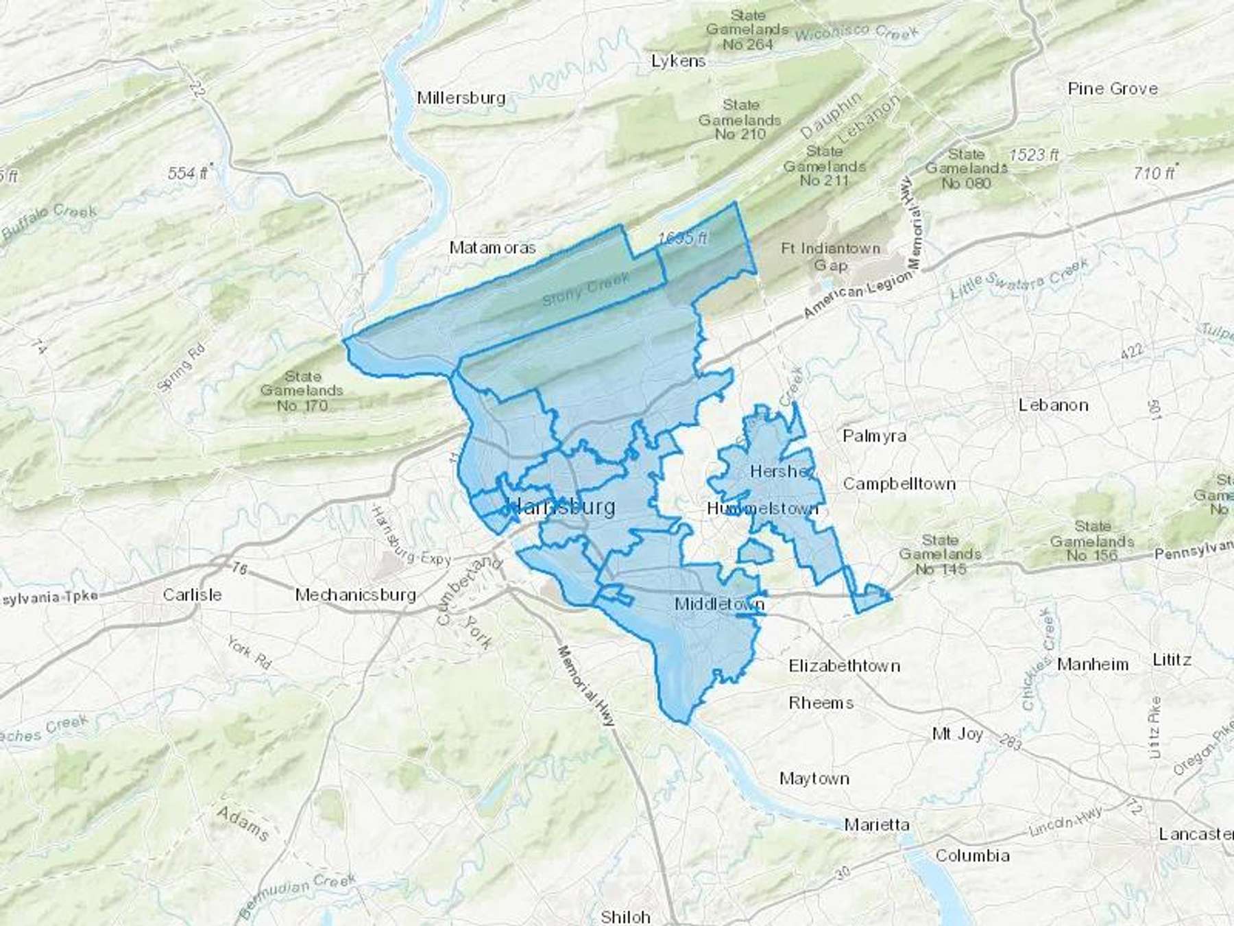 Stover Fuel Oil Co Cash Heating Oil Delivery Map Map With The Stover Fuel Oil Co Heating Oil Delivery Area Shaded In Blue