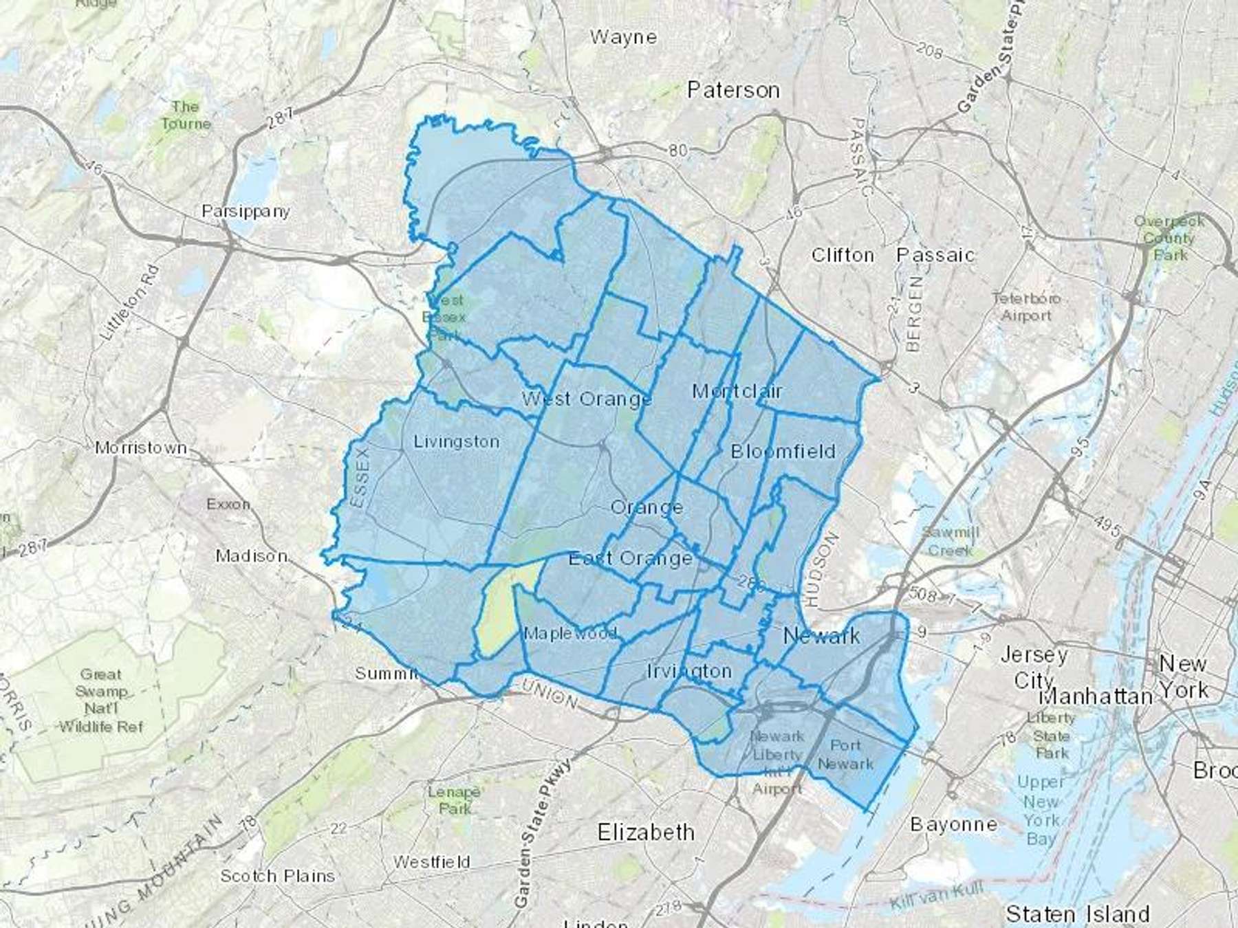 NJ Easy Cash Heating Oil Delivery Map Map With The NJ Easy Heating Oil Delivery Area Shaded In Blue