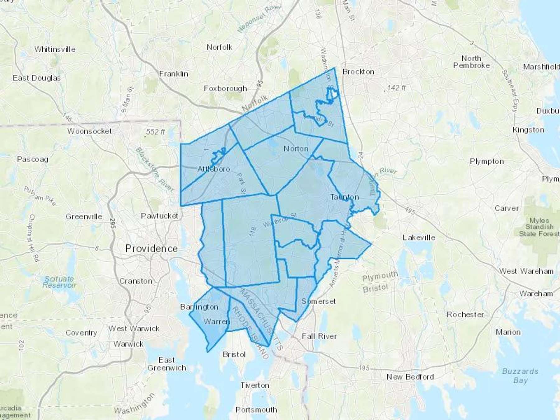 Powers Energy Cash Heating Oil Delivery Map Map With The Powers Energy Heating Oil Delivery Area Shaded In Blue
