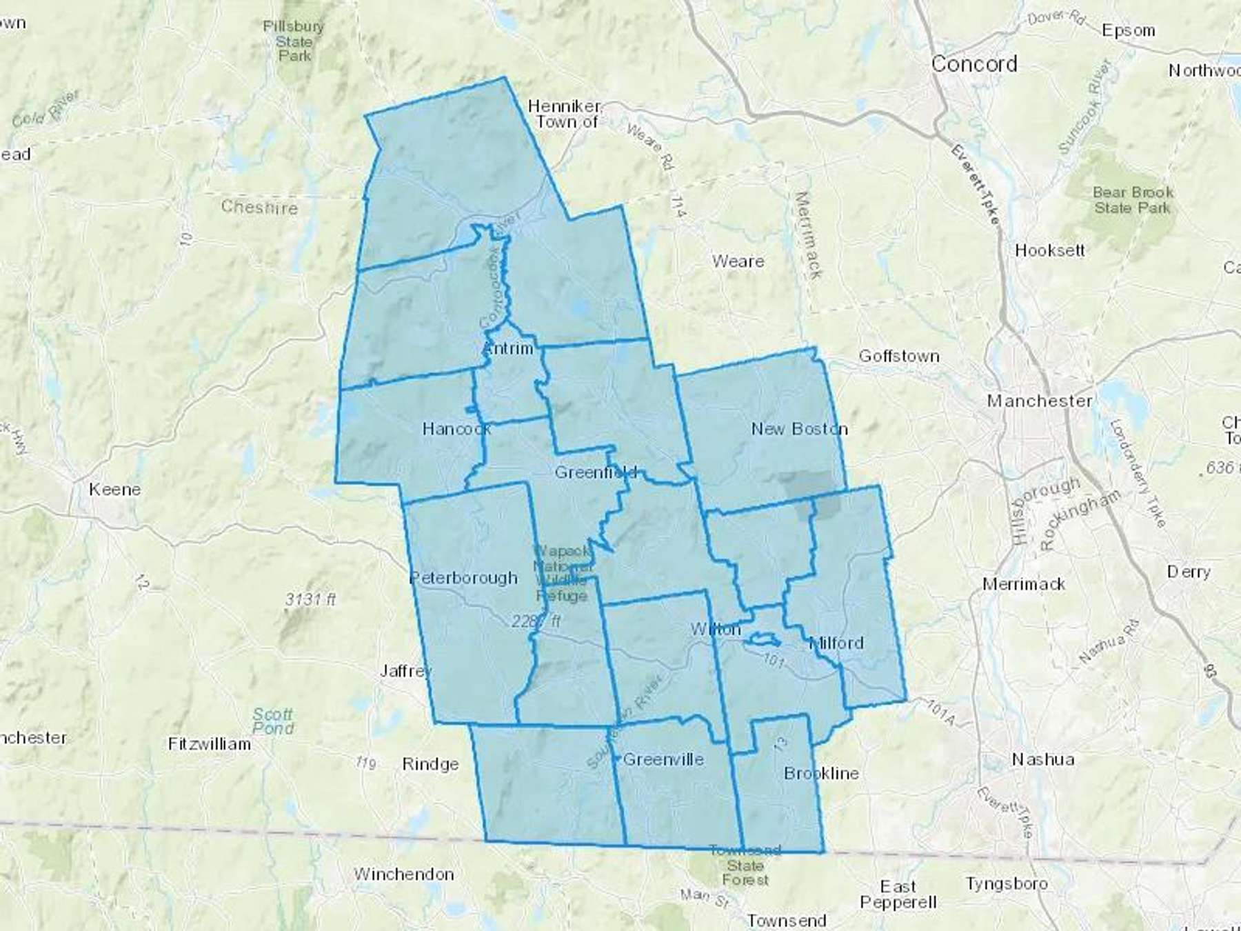 AW Peters Inc Cash Heating Oil Delivery Map Map With The AW Peters Inc Heating Oil Delivery Area Shaded In Blue