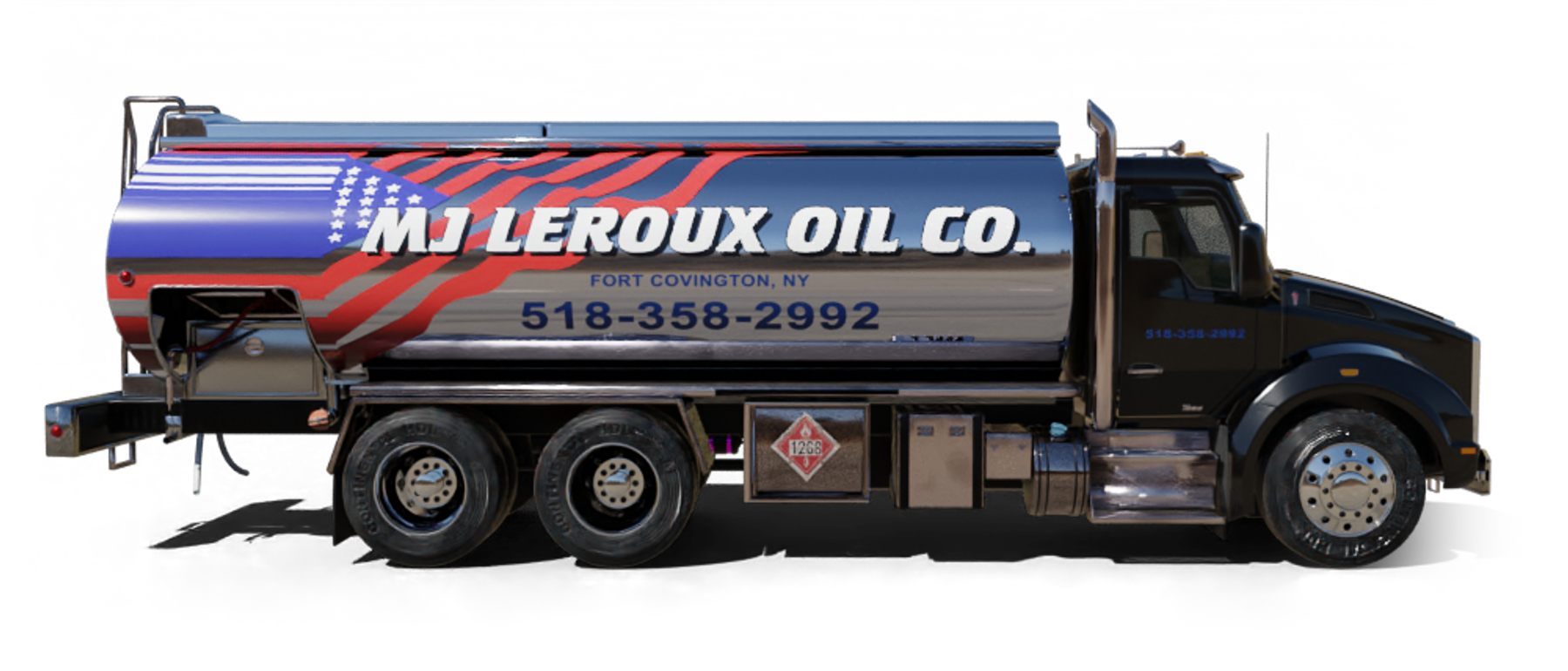 Mineola Fuel Heating Oil Truck Mineola Fuel residential home heating oil truck with the award winning Sunrise Diner in Wantagh, Long Island, New York delivering fuel oil.