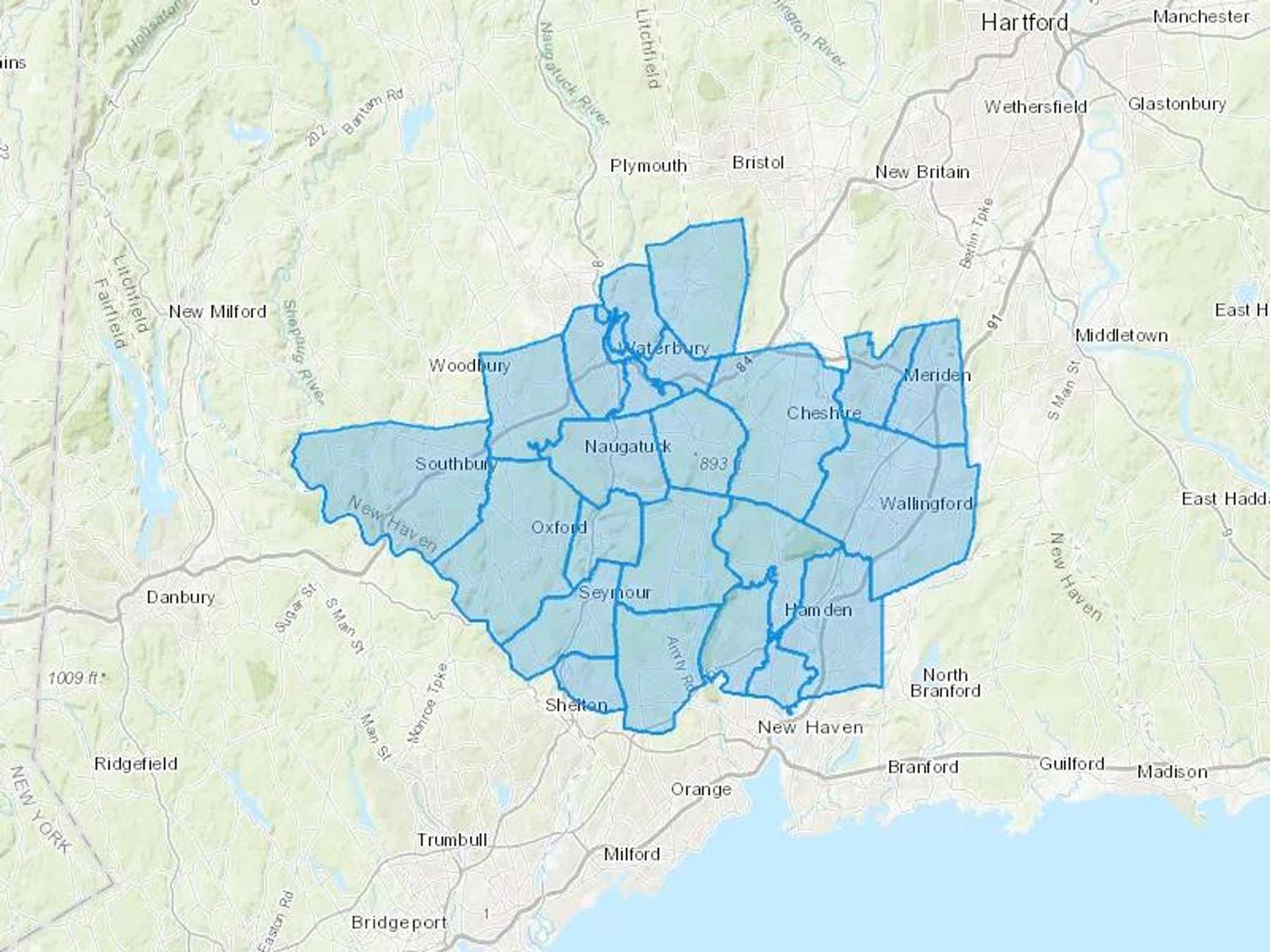 Andy's Oil Service Cash Heating Oil Delivery Map Map With The Andy's Oil Service Heating Oil Delivery Area Shaded In Blue