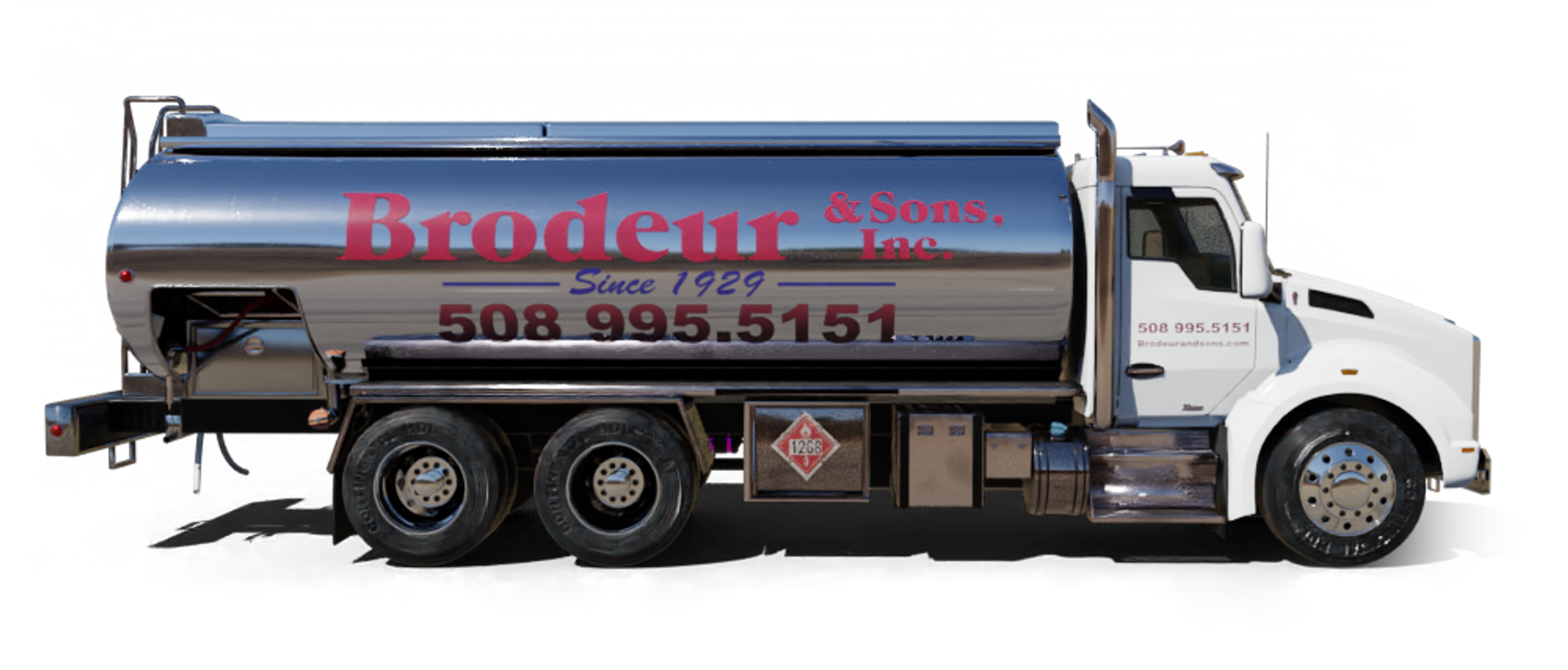 Burt's Reliable Heating Oil Truck Burt's Reliable residential home heating oil truck with a gray shingle and stone house flying an American flag in Wyandanch, Long Island, New York delivering fuel oil.