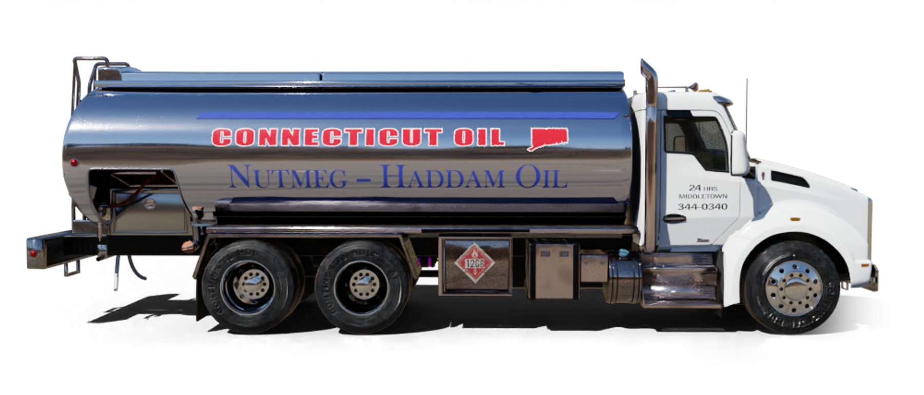 Slomin's Inc Heating Oil Truck Slomin's Inc residential home heating oil truck downtown in Baldwin, Long Island, New York delivering fuel oil.