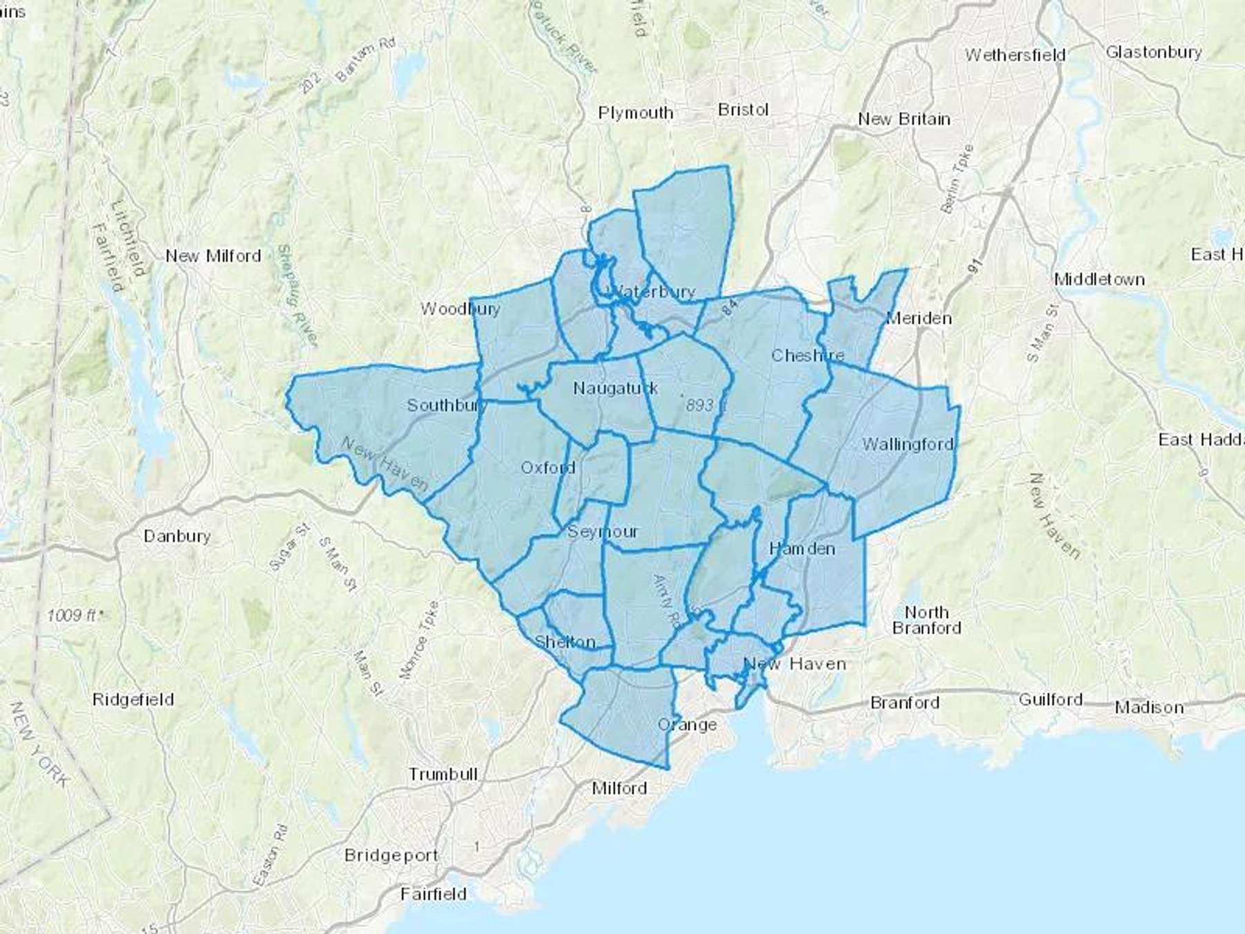 Anytime Oil LLC Cash Heating Oil Delivery Map Map With The Anytime Oil LLC Heating Oil Delivery Area Shaded In Blue