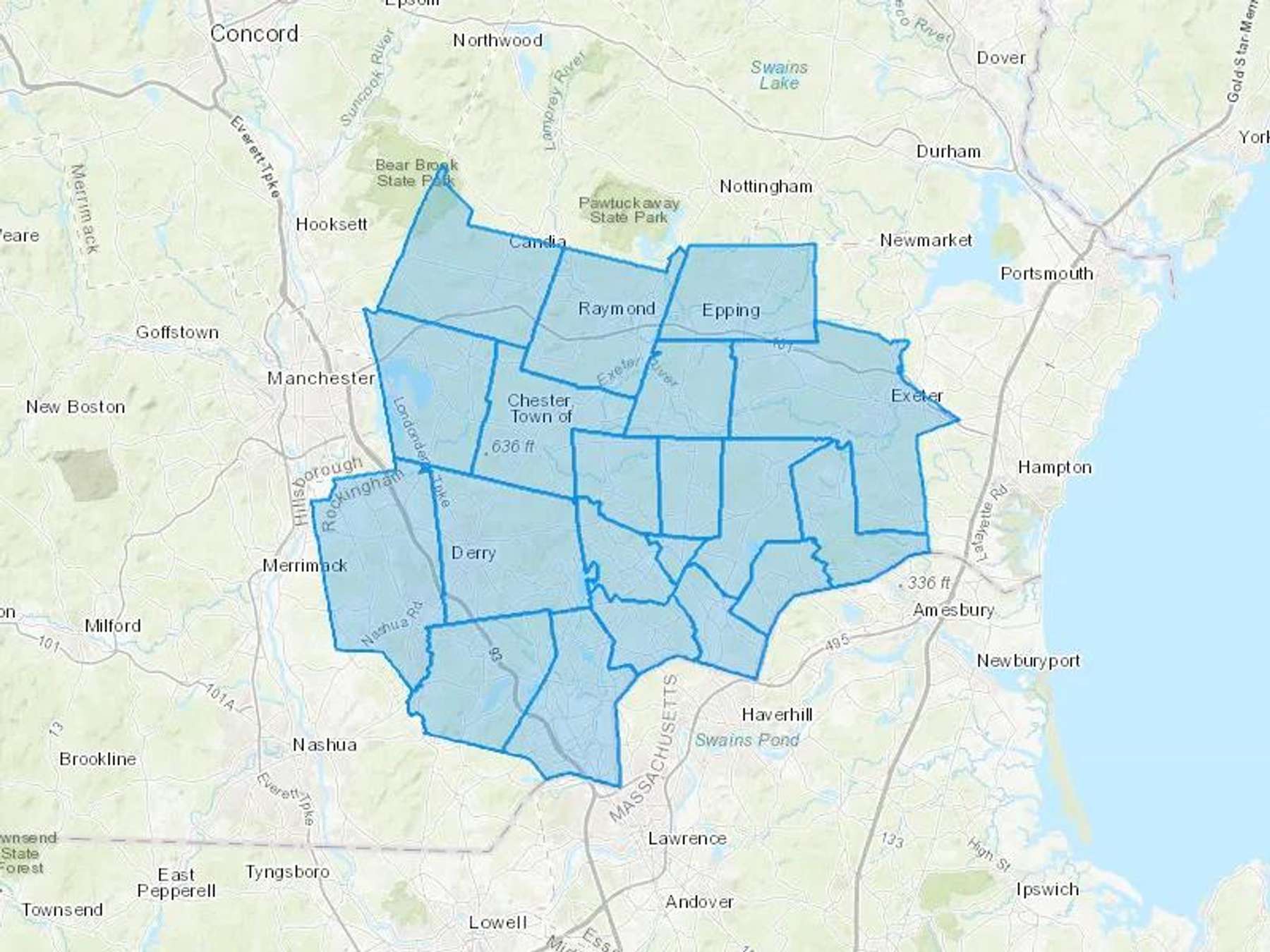 ROBERSON OIL & OIL TECH II Cash Heating Oil Delivery Map Map With The ROBERSON OIL & OIL TECH II Heating Oil Delivery Area Shaded In Blue