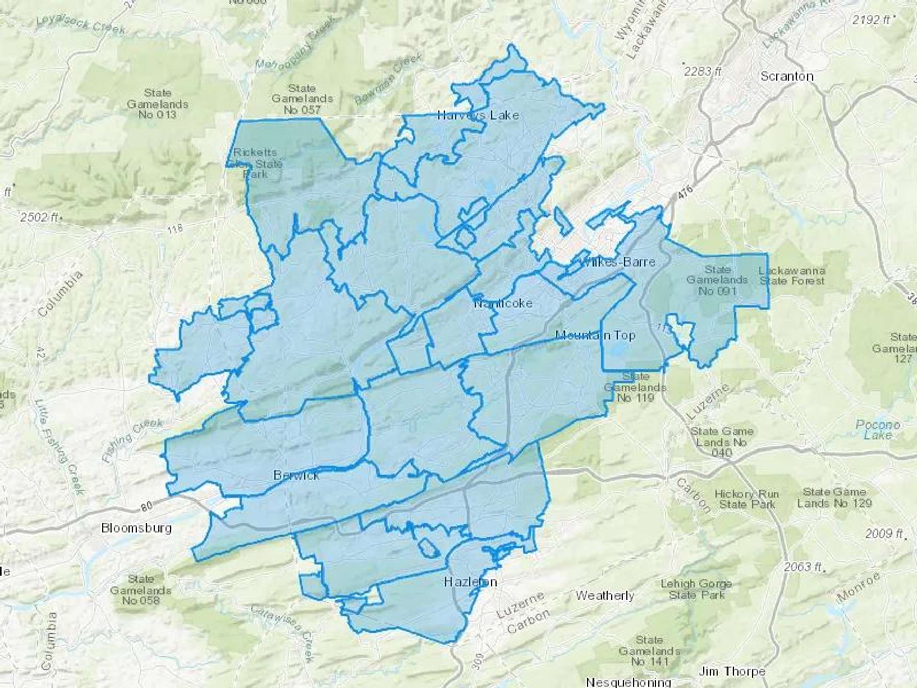 Kris L Hoyt Cash Heating Oil Delivery Map Map With The Kris L Hoyt Heating Oil Delivery Area Shaded In Blue