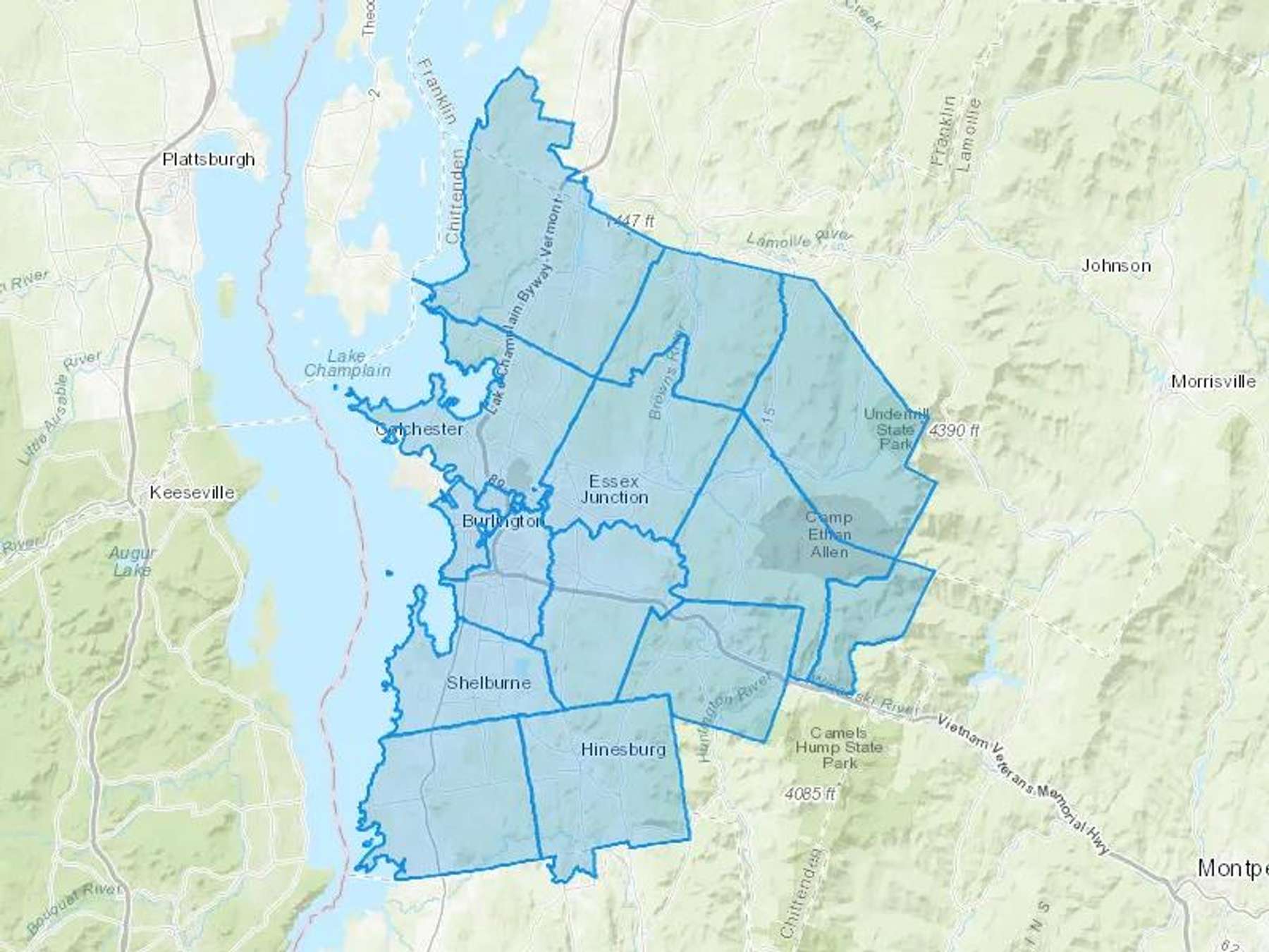 Energy Coop of Vermont Cash Heating Oil Delivery Map Map With The Energy Coop of Vermont Heating Oil Delivery Area Shaded In Blue