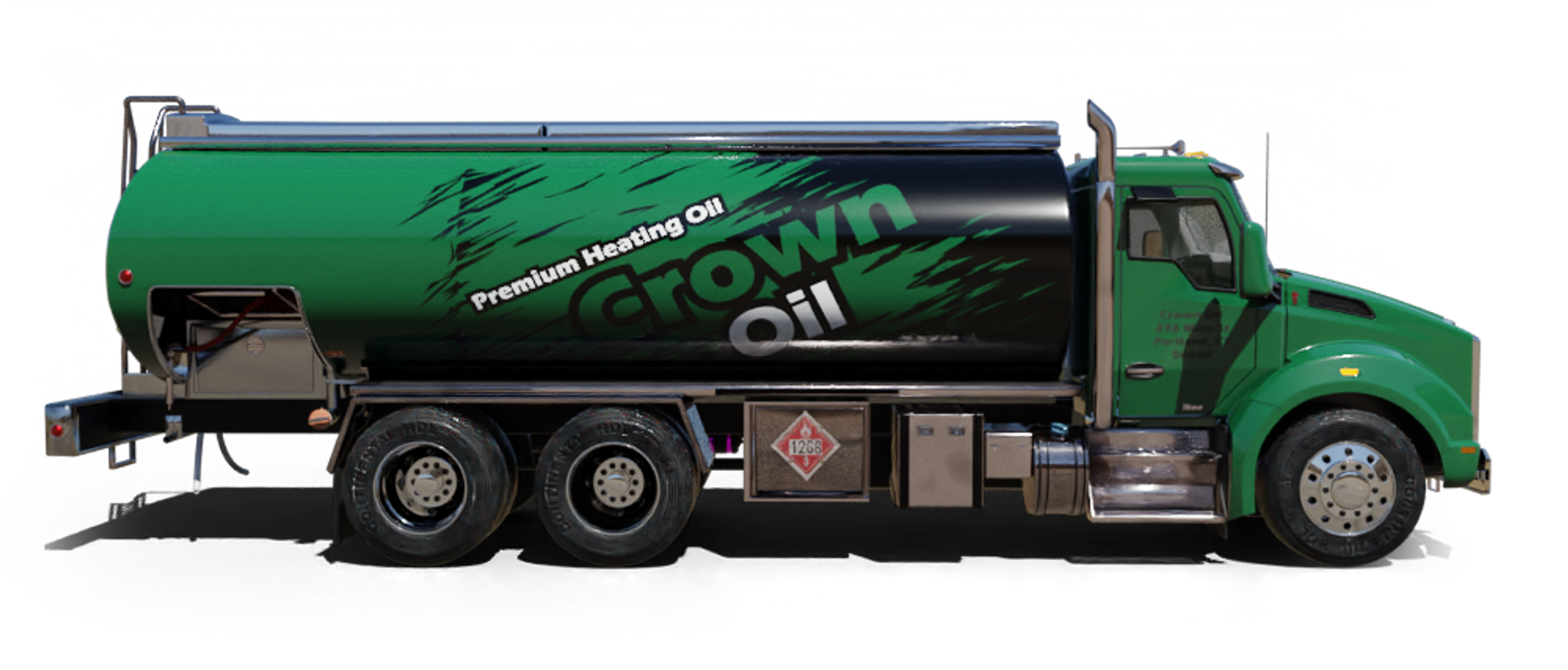 Slomin's Inc Heating Oil Truck Slomin's Inc residential home heating oil truck downtown in Baldwin, Long Island, New York delivering fuel oil.