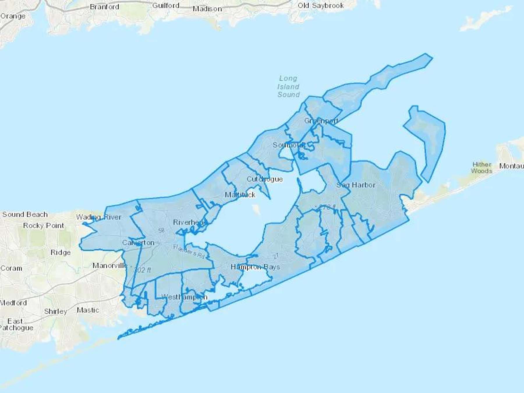 Peconic Energy Corp Cash Heating Oil Delivery Map Map With The Peconic Energy Corp Heating Oil Delivery Area Shaded In Blue