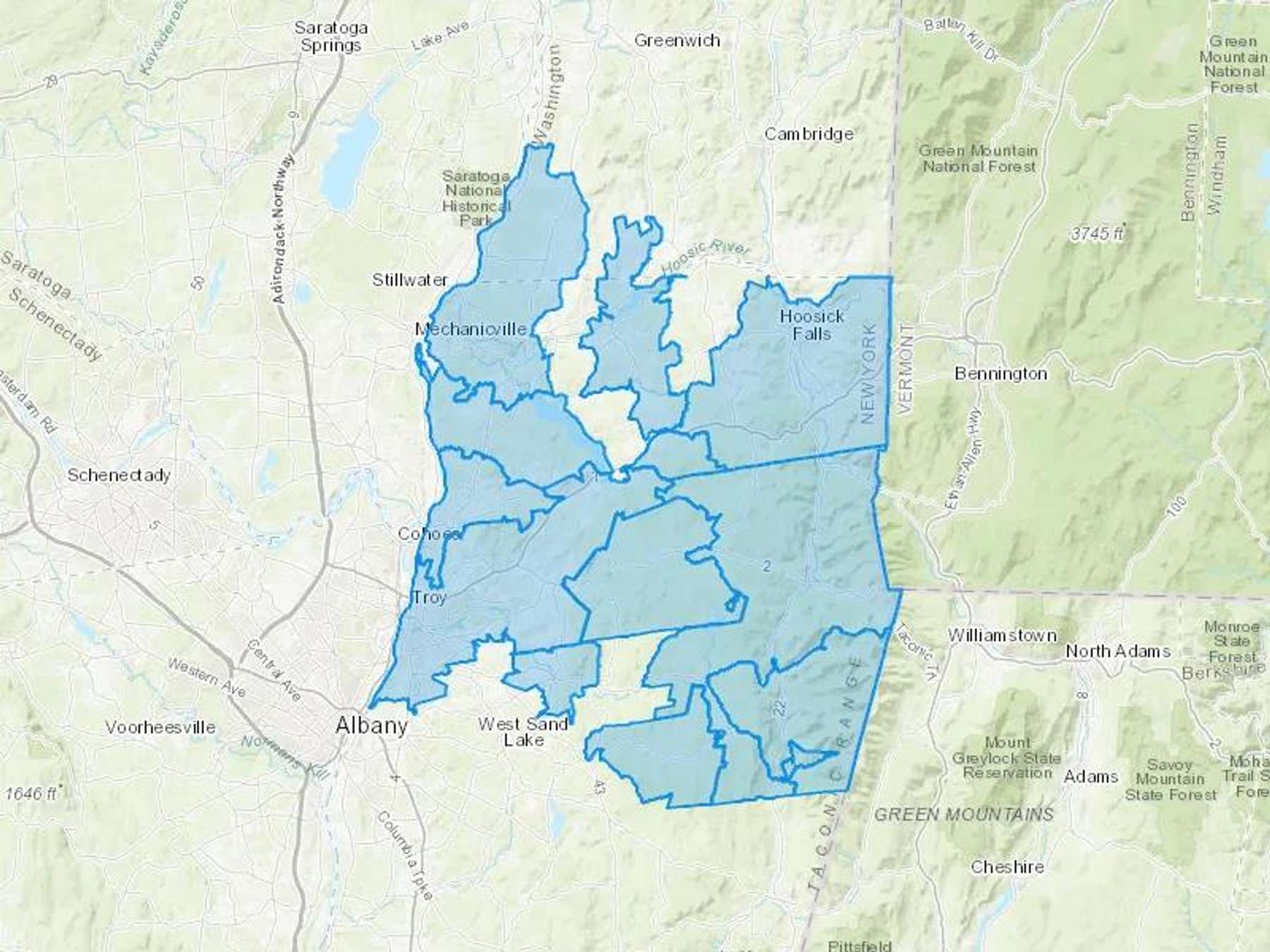 Doug's Oil Inc Cash Heating Oil Delivery Map Map With The Doug's Oil Inc Heating Oil Delivery Area Shaded In Blue