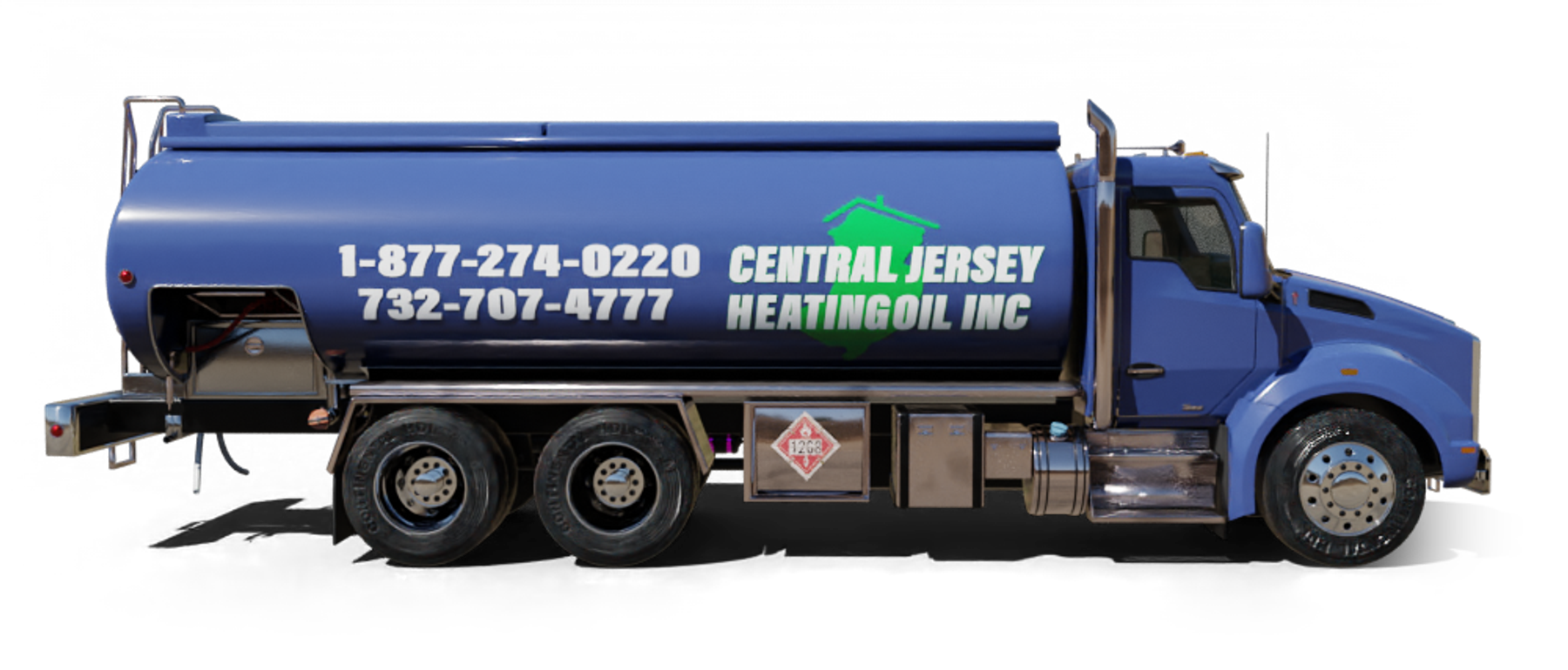 J & M Fuel Oil Heating Oil Truck J & M Fuel Oil residential home heating oil truck at the LIRR station in Brentwood, Long Island, New York delivering fuel oil.