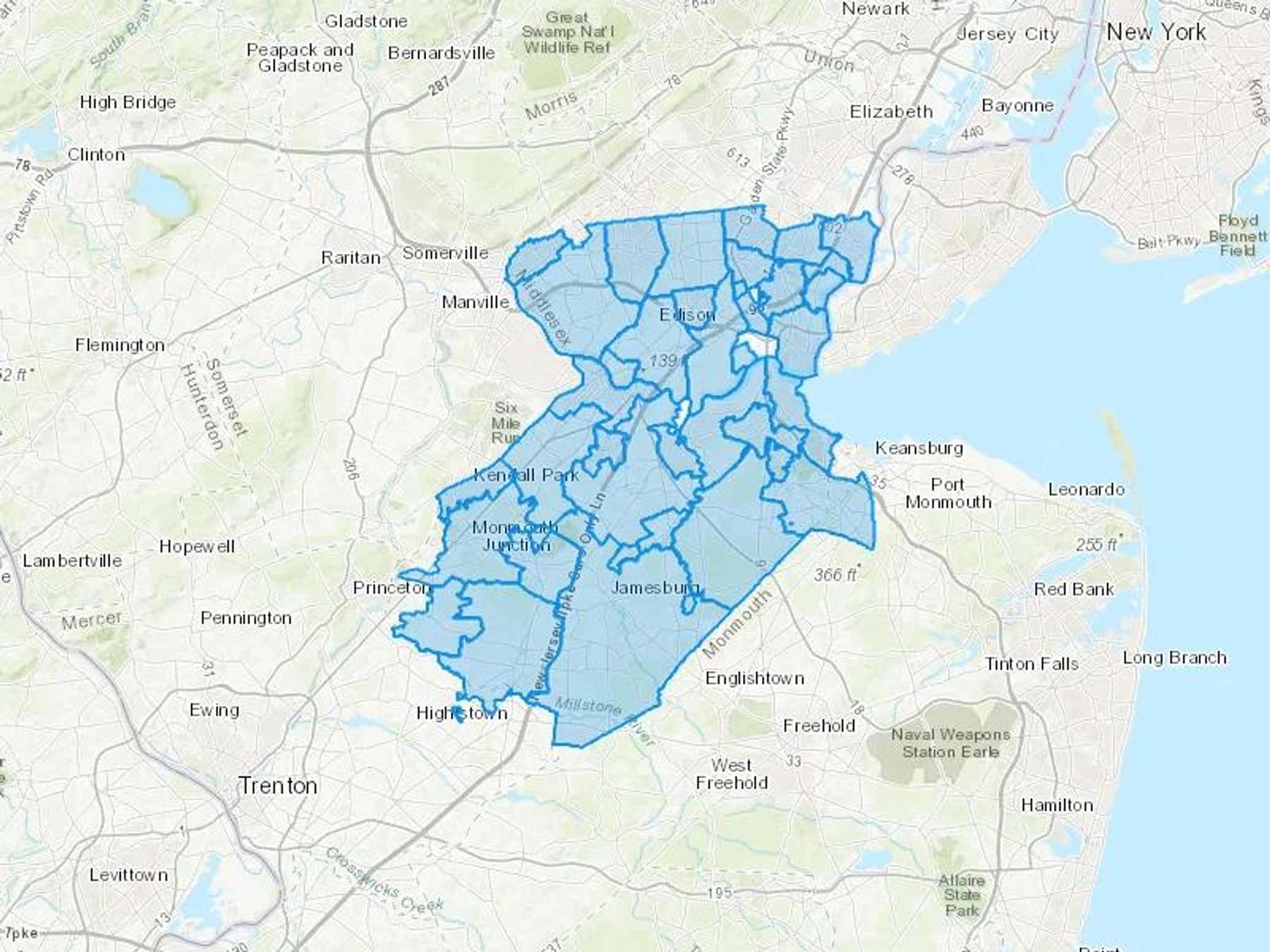 Central New Jersey Heating Oil Inc Cash Heating Oil Delivery Map Map With The Central New Jersey Heating Oil Inc Heating Oil Delivery Area Shaded In Blue