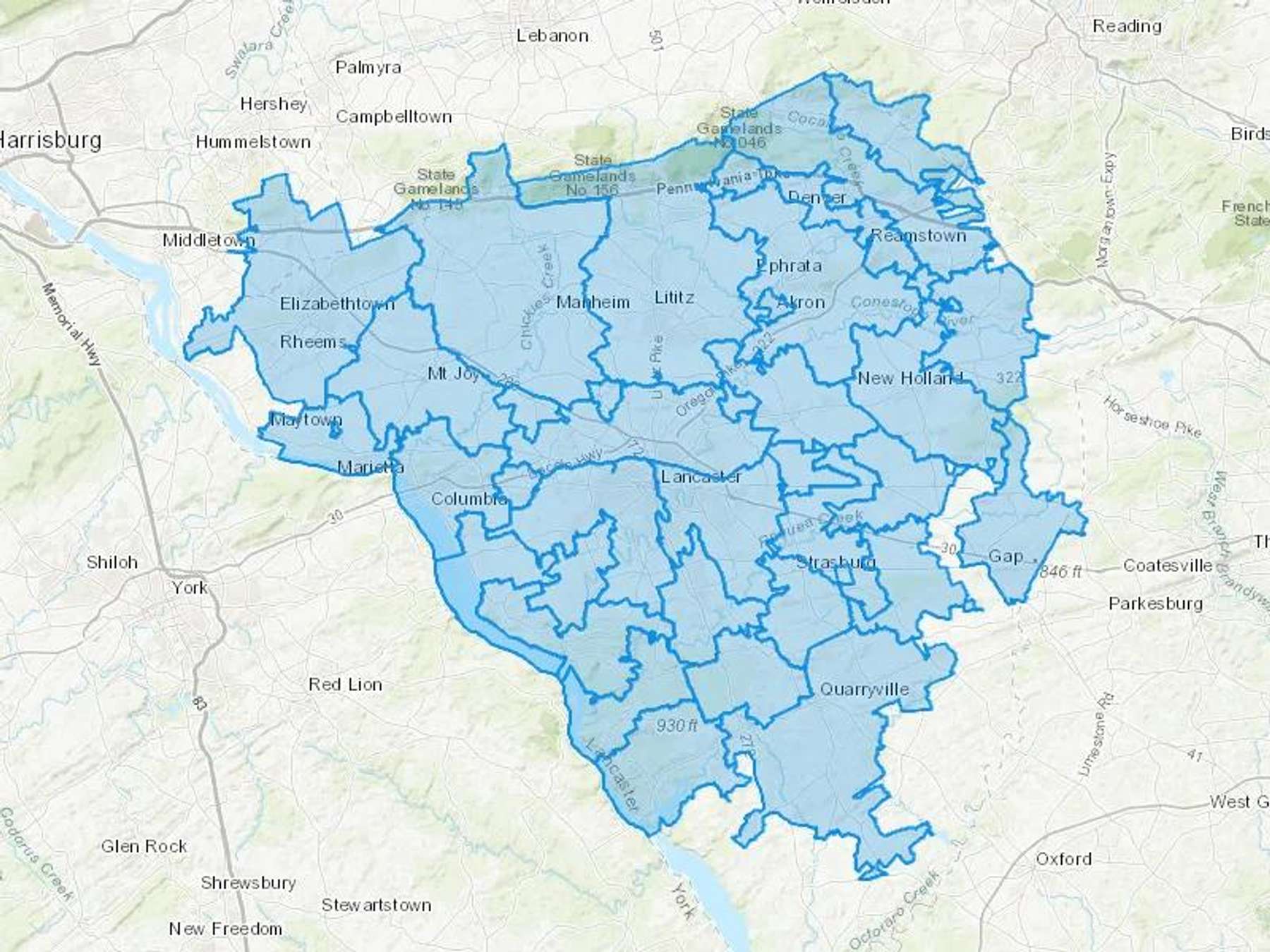 Schwanger Brothers & Co Inc Cash Heating Oil Delivery Map Map With The Schwanger Brothers & Co Inc Heating Oil Delivery Area Shaded In Blue