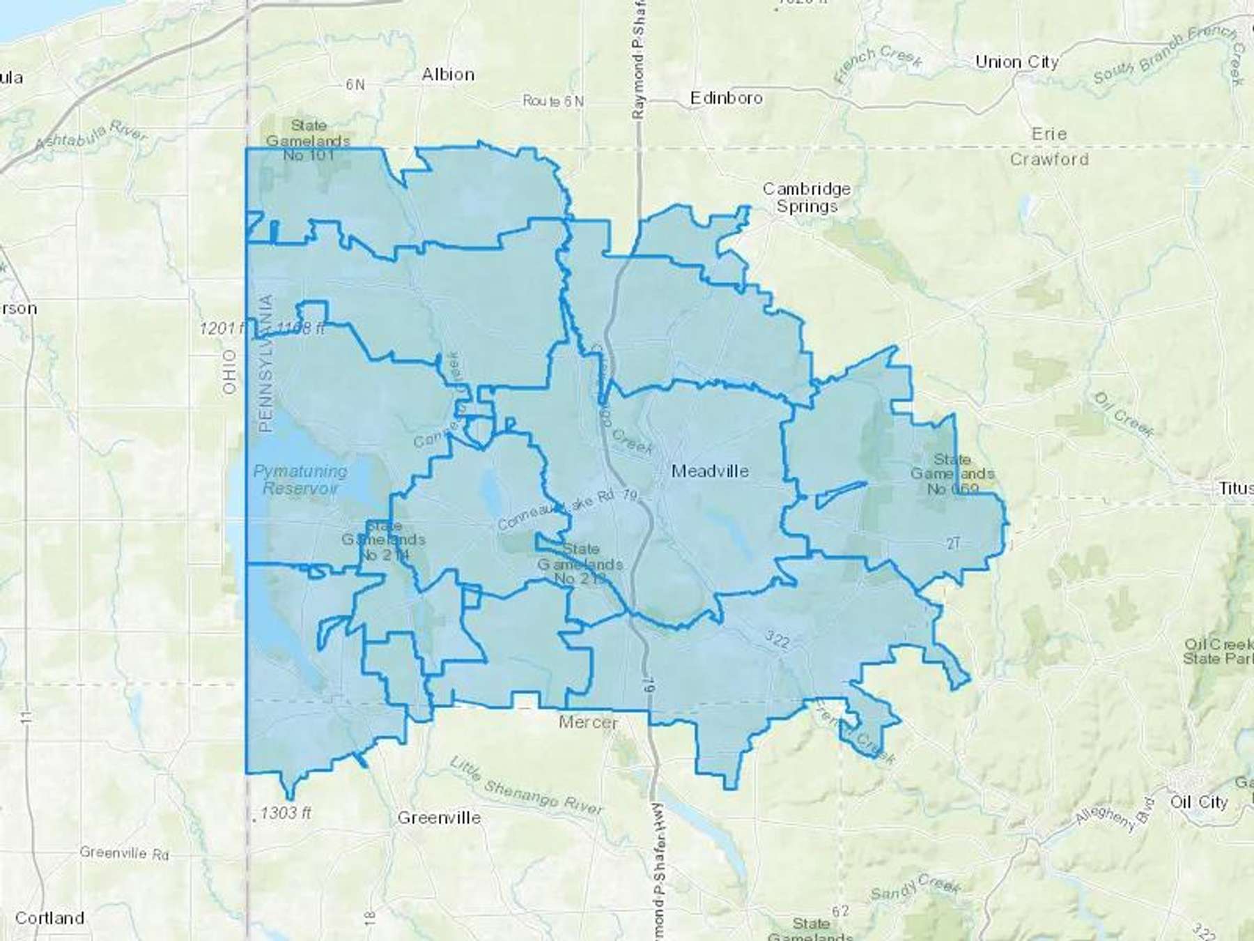 Harned Oil Inc Cash Heating Oil Delivery Map Map With The Harned Oil Inc Heating Oil Delivery Area Shaded In Blue